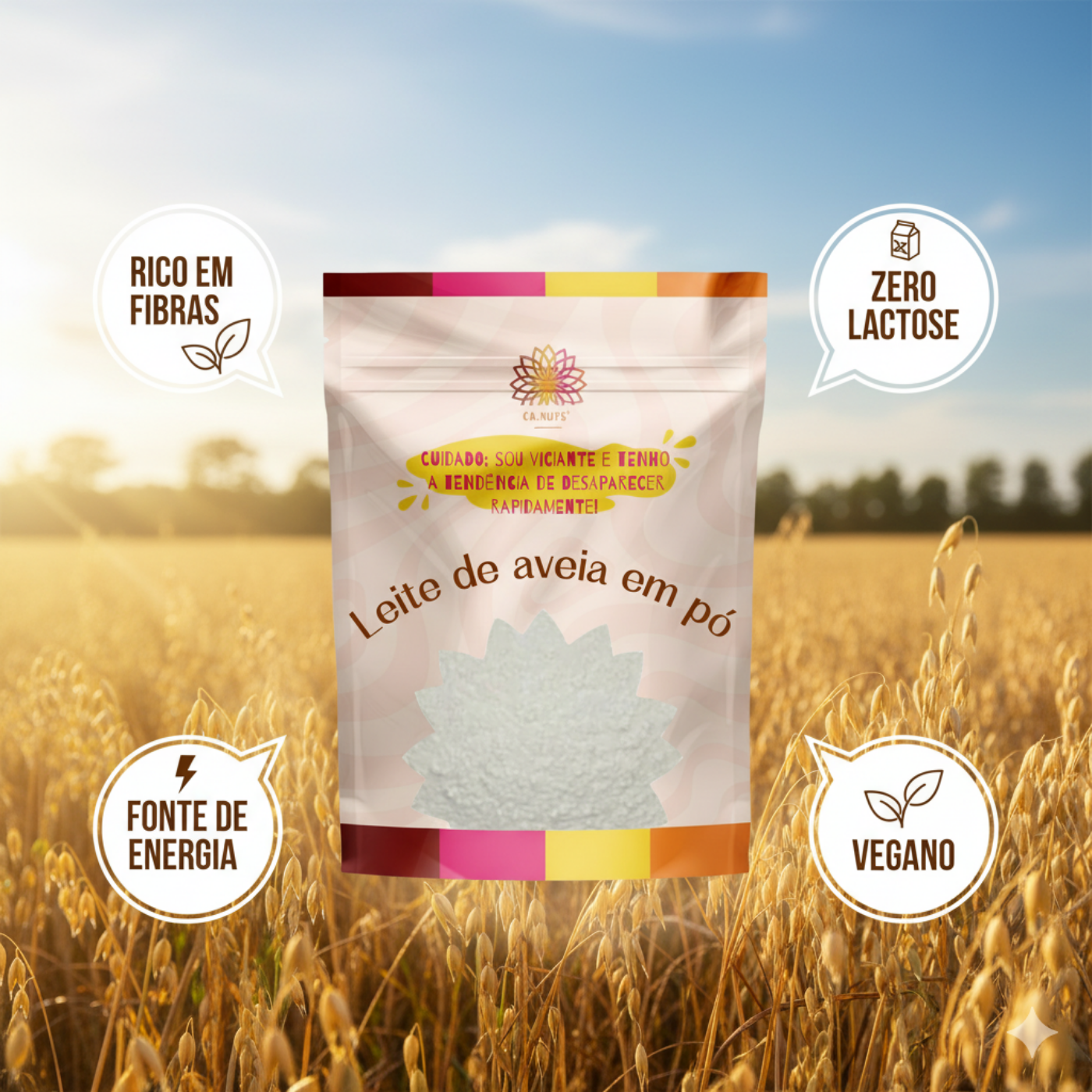 Leite de Aveia em Pó Solúvel Ca.Nuts – Natural, Vegano e Sem Lactose