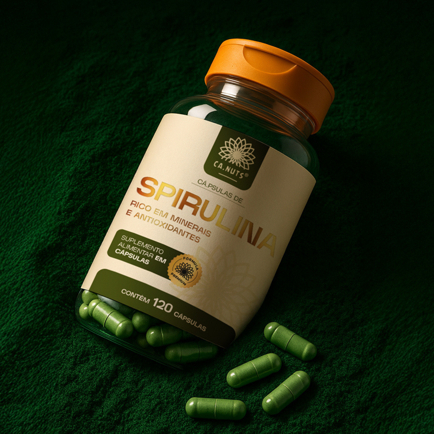 Spirulina em Cápsulas Ca.Nuts - 120 Cápsulas 1800mg