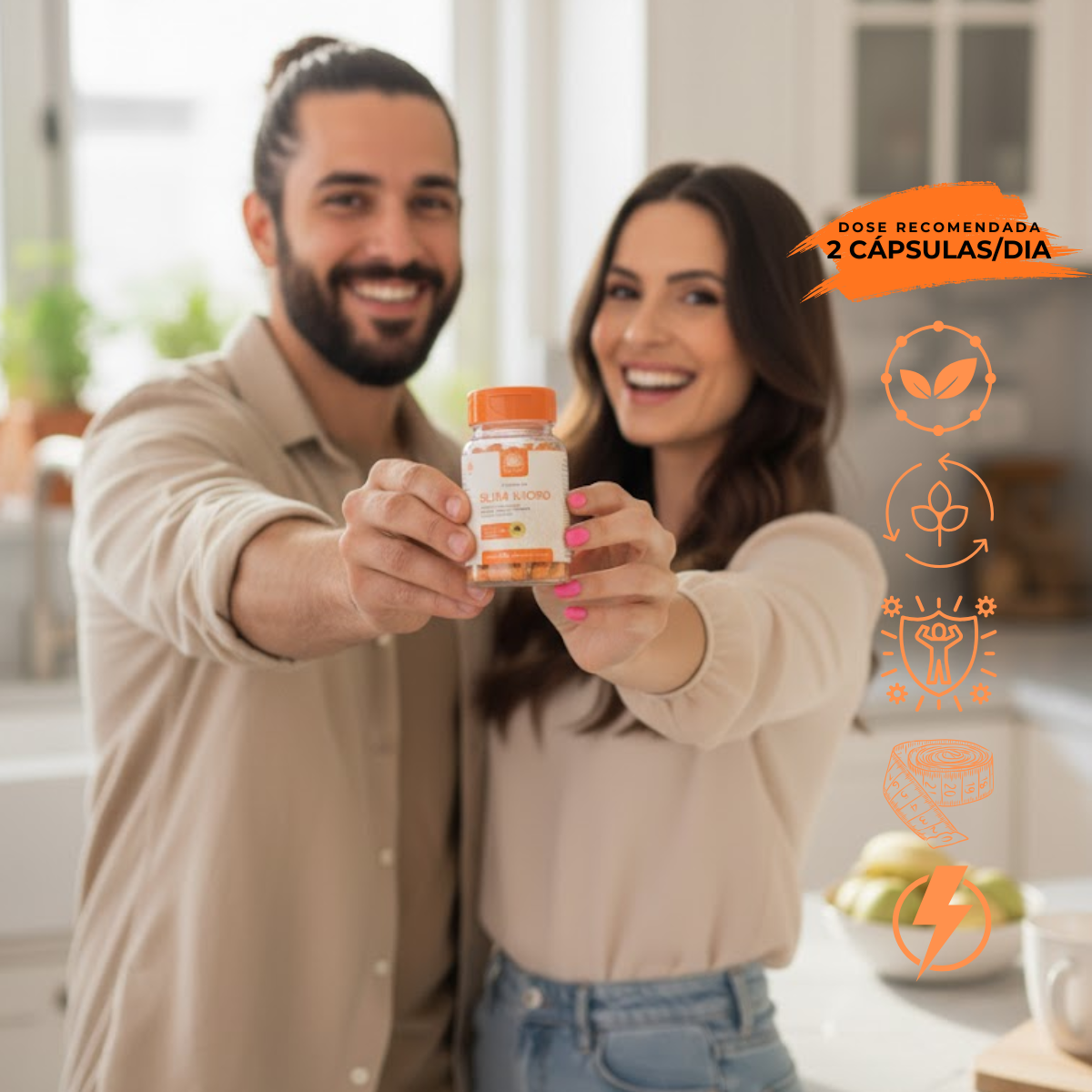 Slim Moro Cápsulas Ca.nuts | 60 Cápsulas | Extrato de Laranja Moro + Spirulina + Chlorella + Cromo + Curcumina + Própolis + Vitamina C