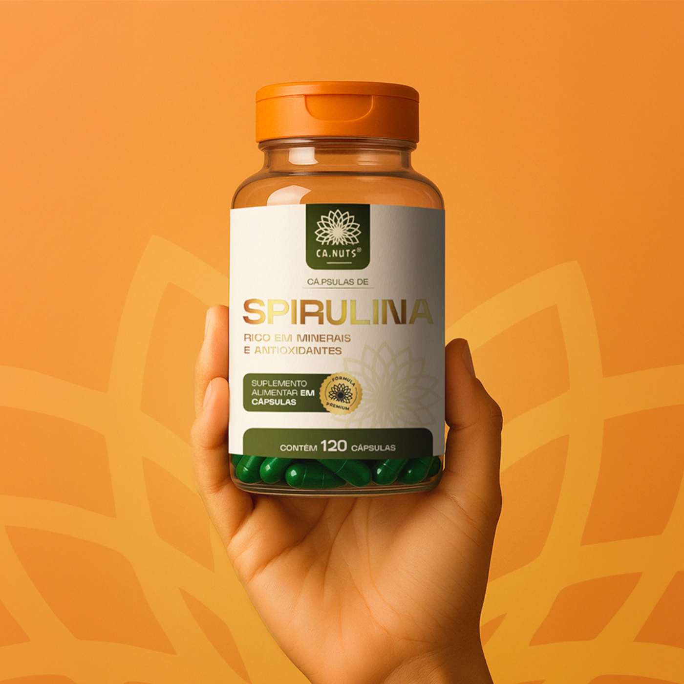 Spirulina em Cápsulas Ca.Nuts - 120 Cápsulas 1800mg