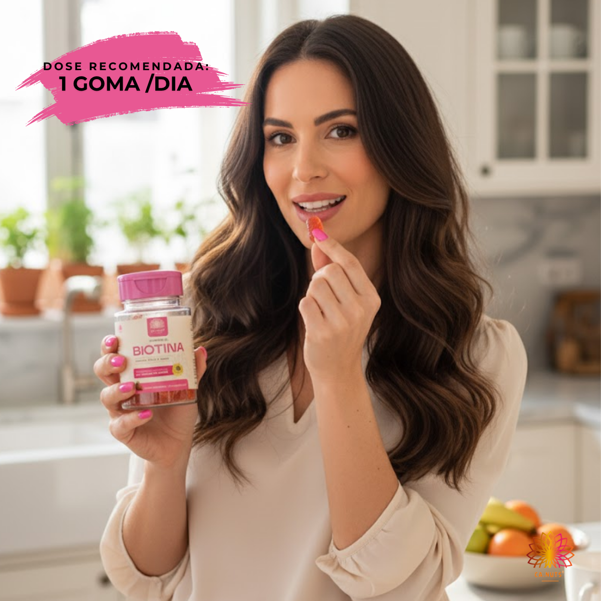 Biotina em Gummies Ca.nuts | 30 Gummies | Vitaminas para Cabelos, Pele e Unhas | Sabor Morango