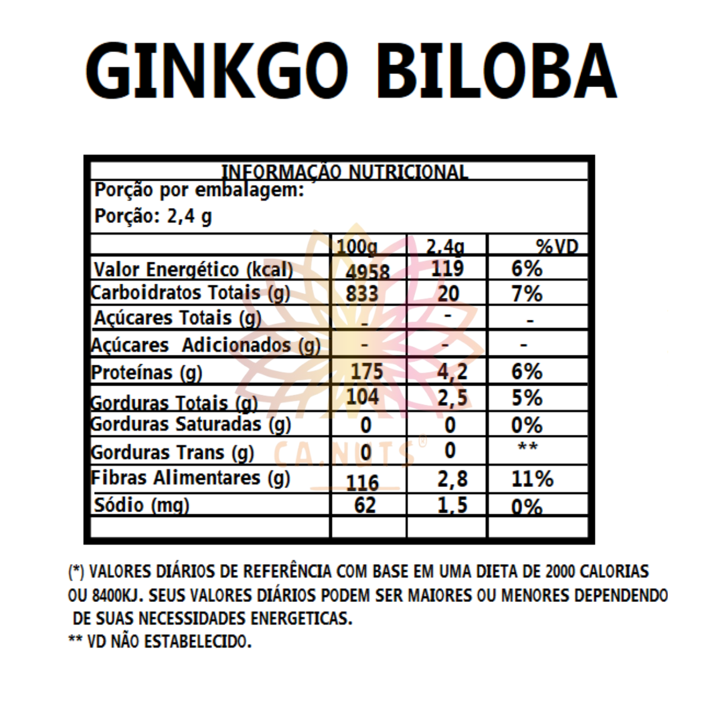 Chá de Ginkgo Biloba em Pó Premium | Suplementação Natural Ca.Nuts