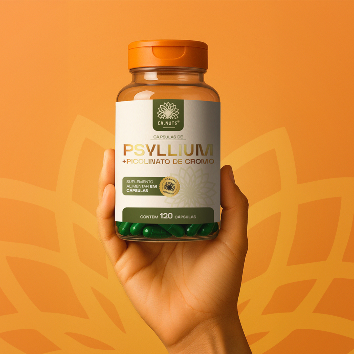 Psyllium em cápsulas mais Piccolinato de Cromo 1200mg Ca.nuts