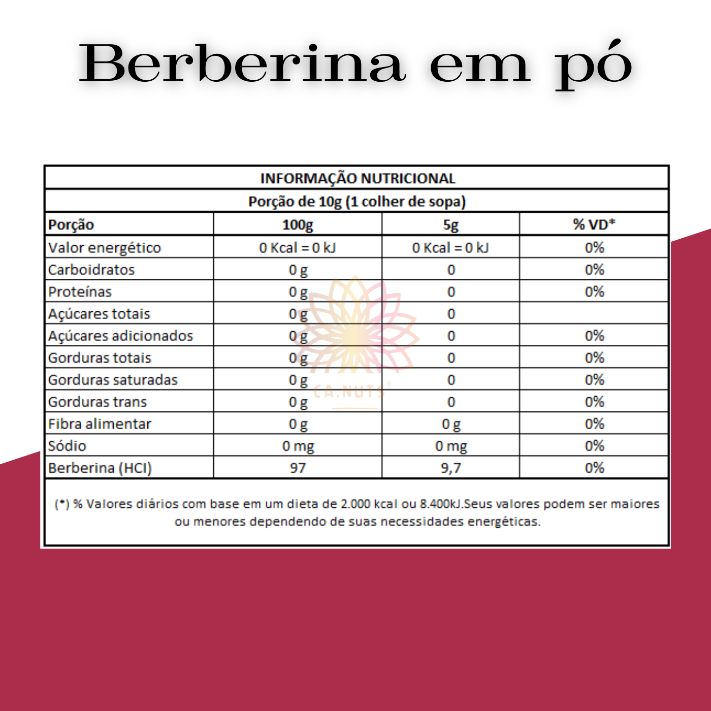 Berberina em pó Ca.nuts
