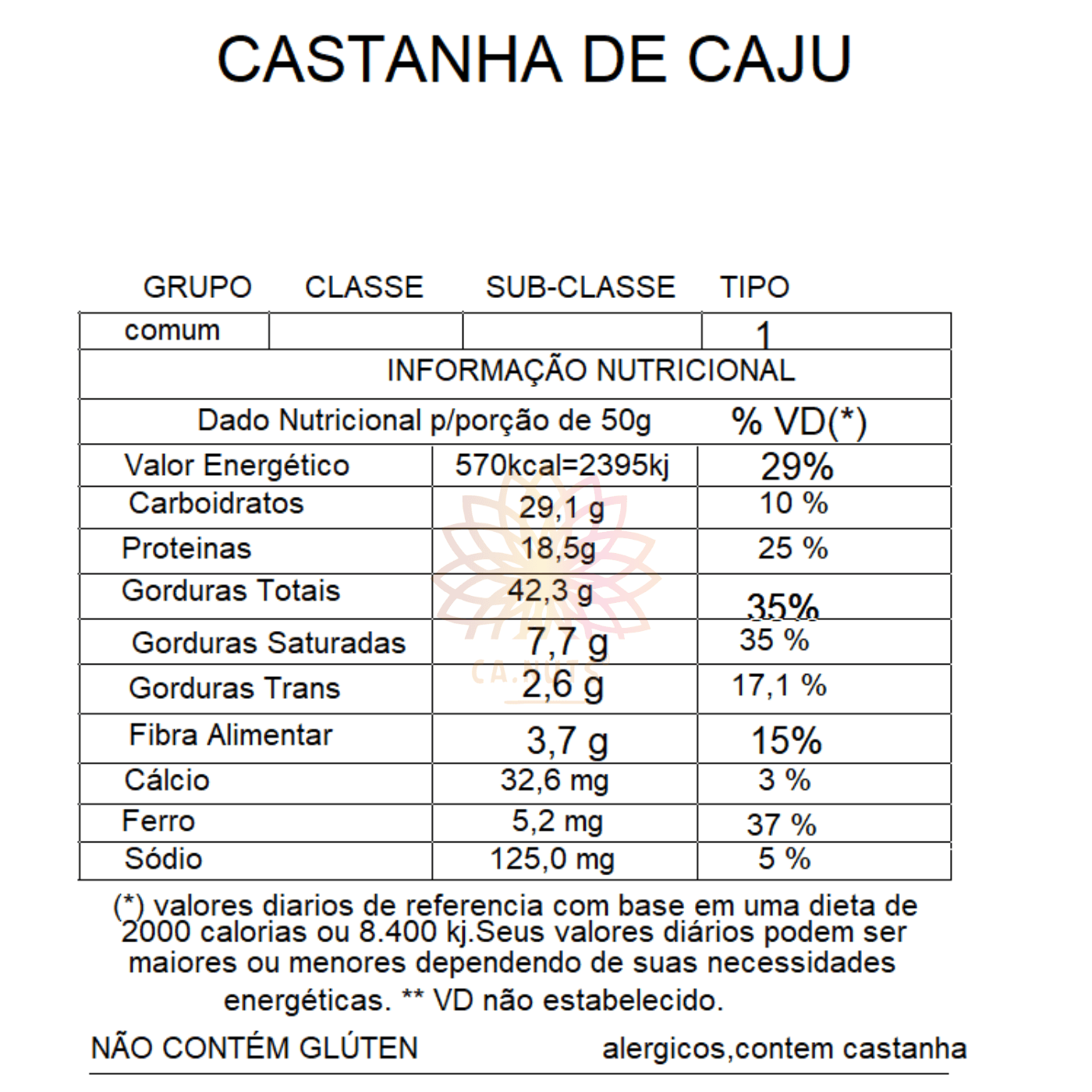 Castanha de caju sem sal premium - Ca.Nuts