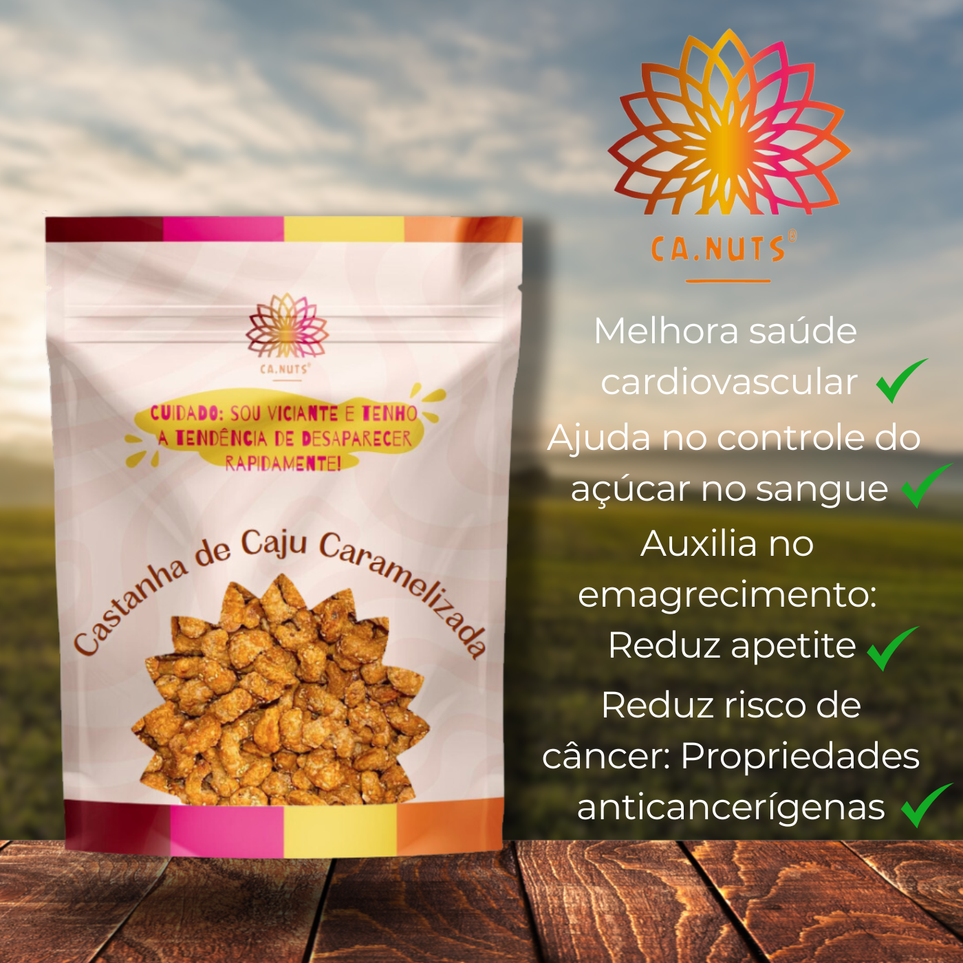 Castanha de Caju Caramelizada com Gergelim Premium Ca.Nuts