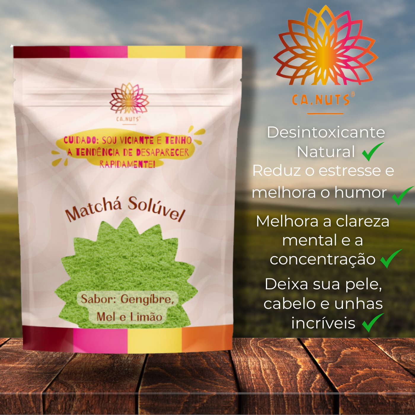 Matcha em pó solúvel (Gengibre, Mel e Limão) Premium Ca.Nuts