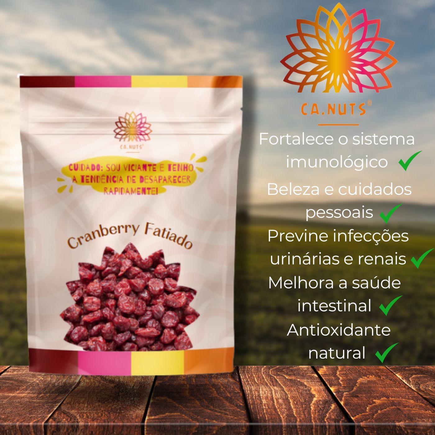 Cranberry Fatiado Desidratado Premium - Ca.Nuts