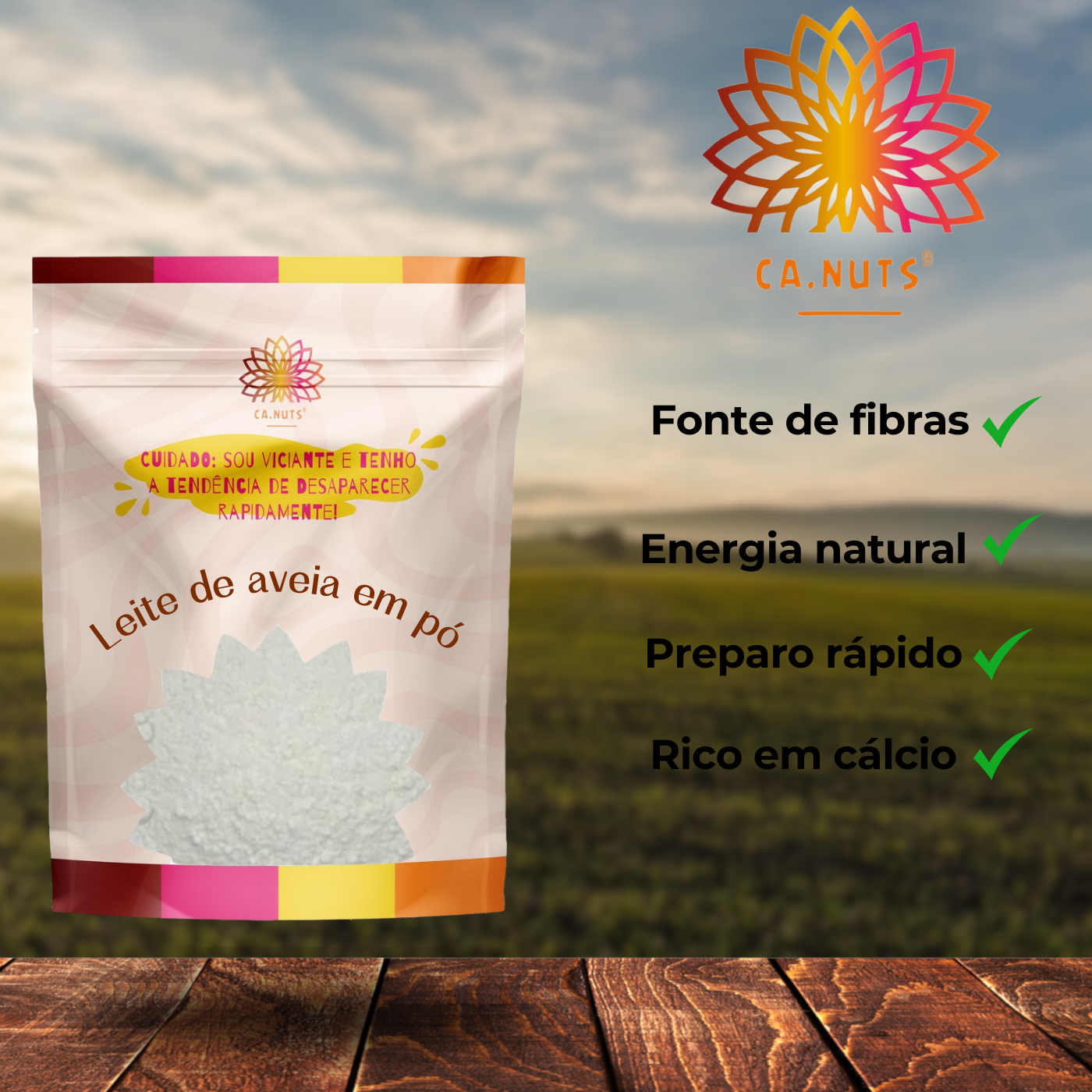 Leite de Aveia em Pó Solúvel Ca.Nuts – Natural, Vegano e Sem Lactose