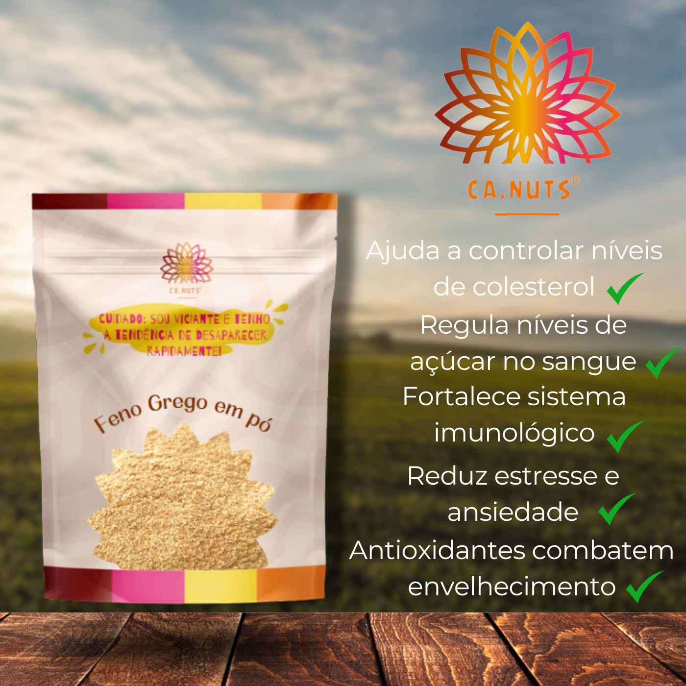 Feno grego em pó Ca.Nuts Alta Concentração e Alta Performance