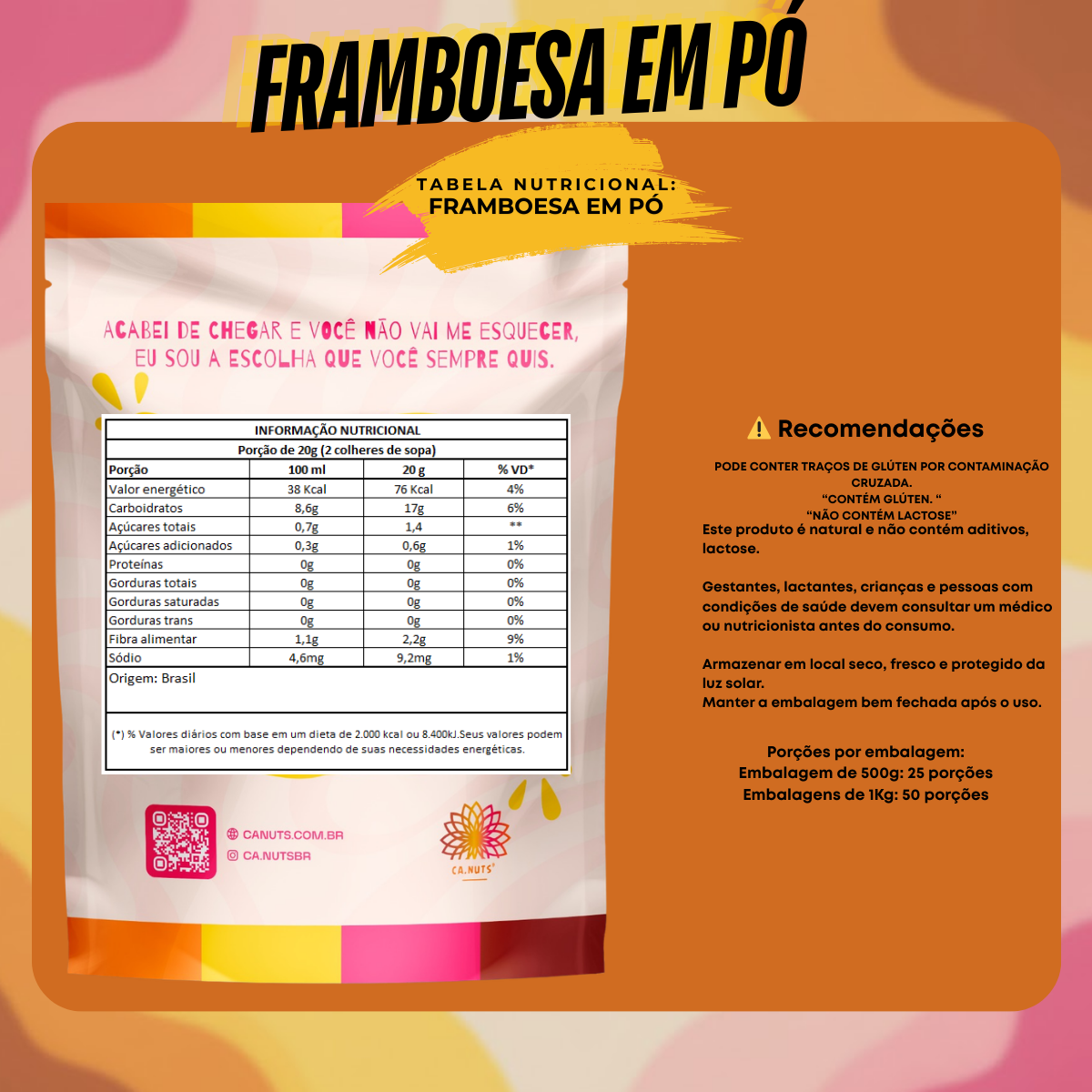 Framboesa em Pó – Produto Natural Ca.nuts