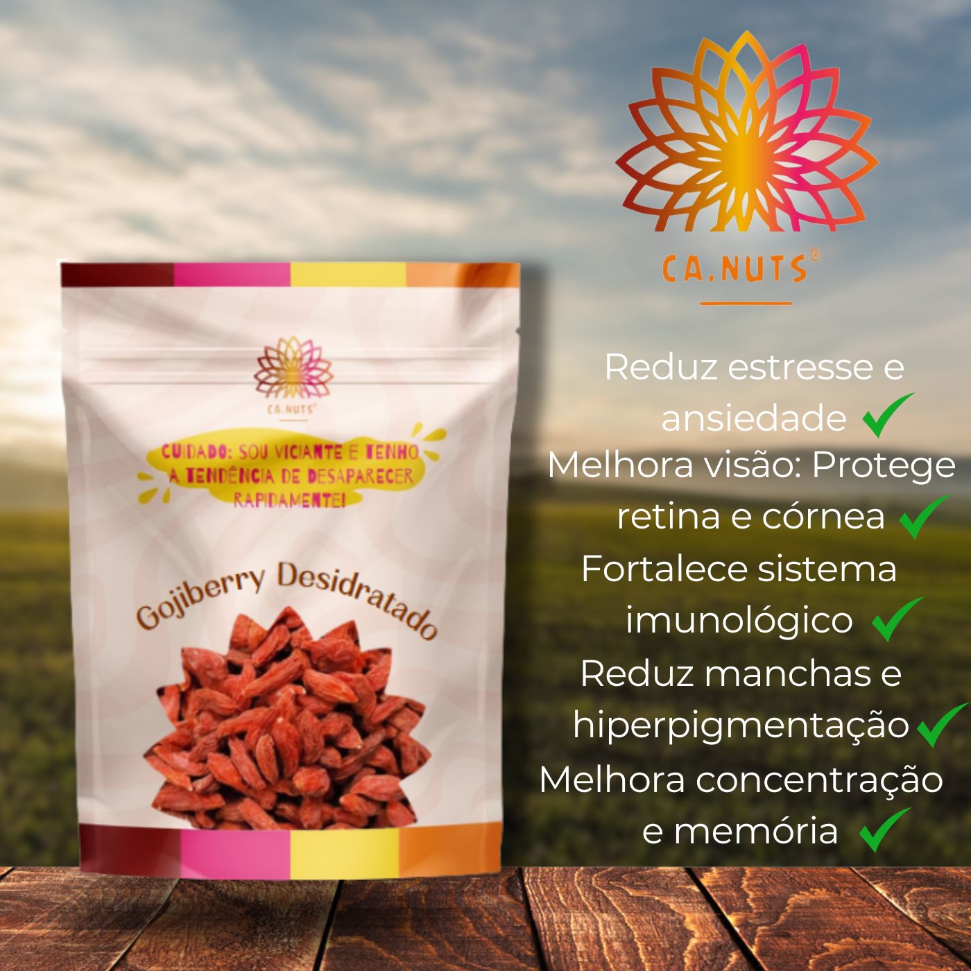 Goji berry desidratado Importado - Premium e rico em vitaminas