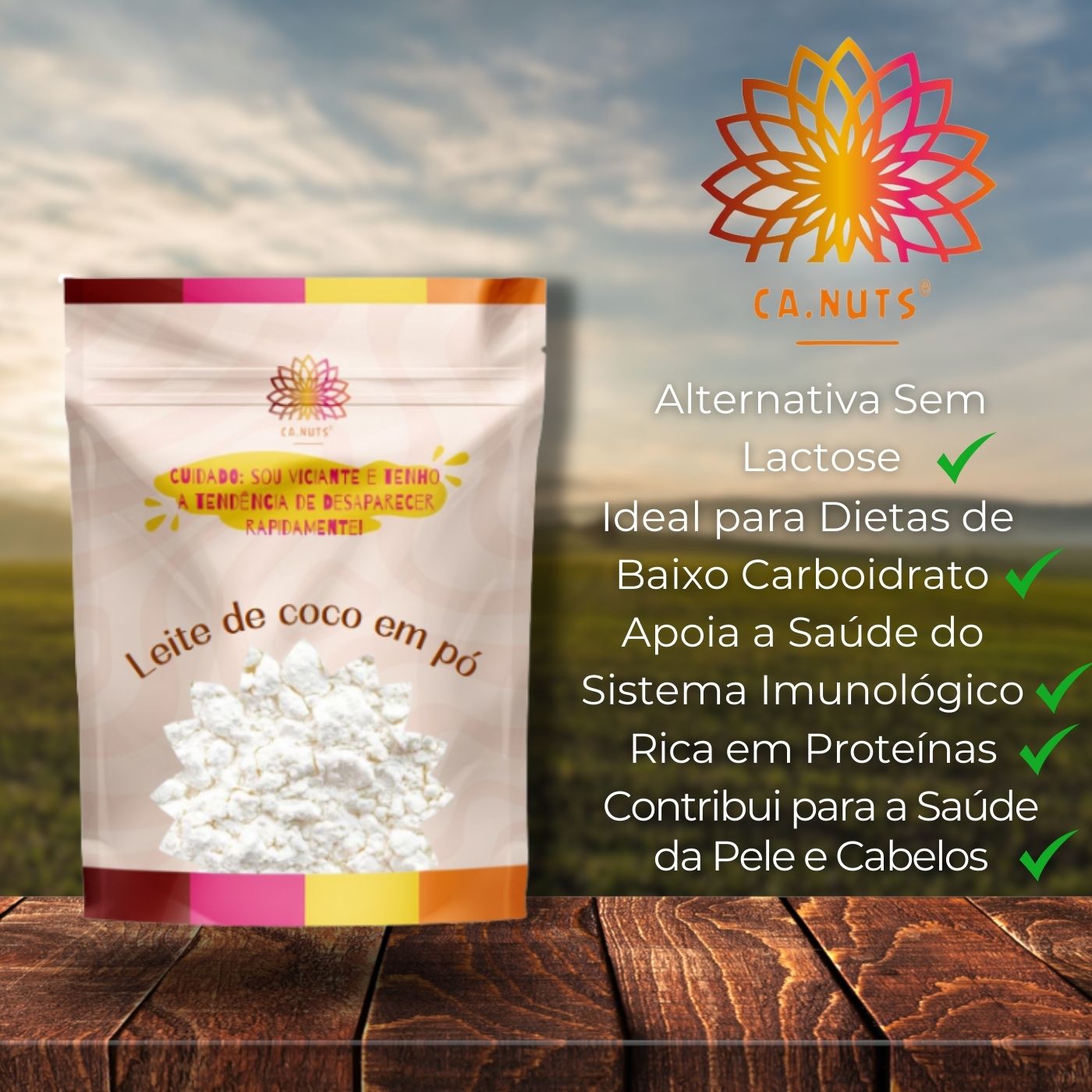 Leite de Coco em Pó Vegano Sem Lactose Ca.Nuts