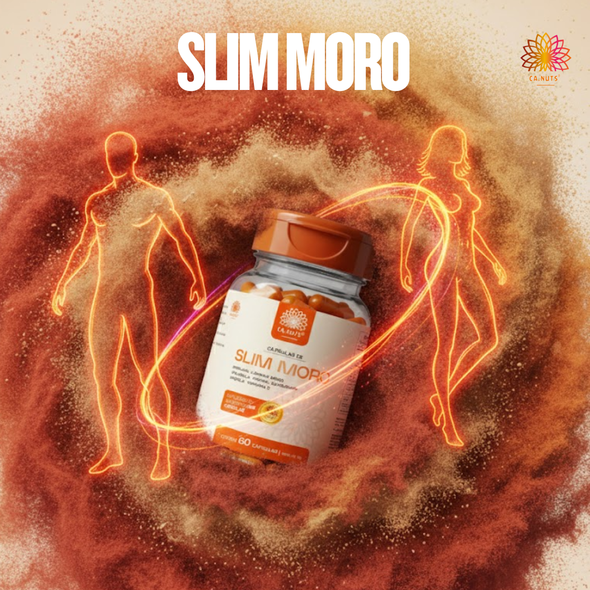 Slim Moro Cápsulas Ca.nuts | 60 Cápsulas | Extrato de Laranja Moro + Spirulina + Chlorella + Cromo + Curcumina + Própolis + Vitamina C
