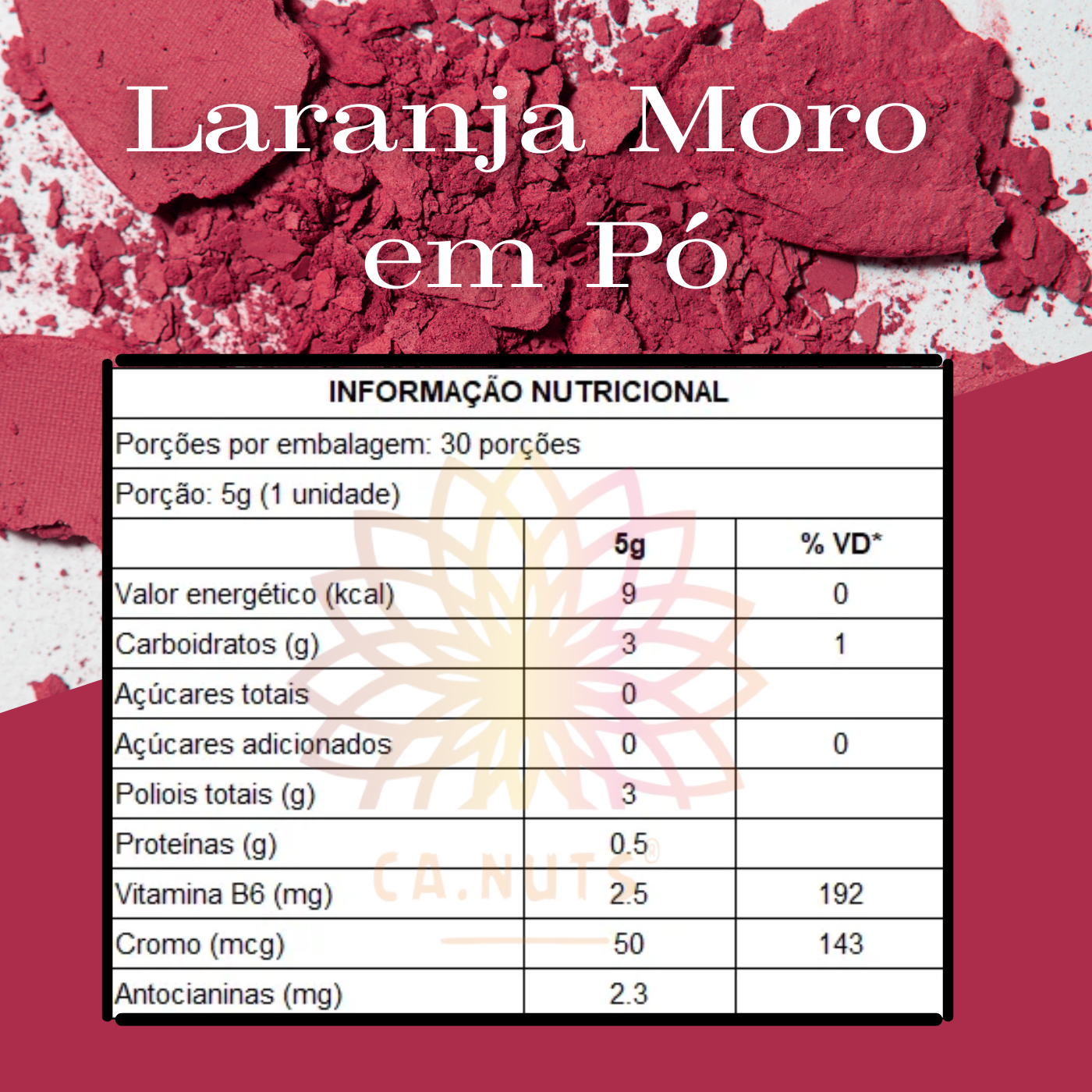 Laranja Moro em Pó Ca.Nuts Premium Ca.Nuts