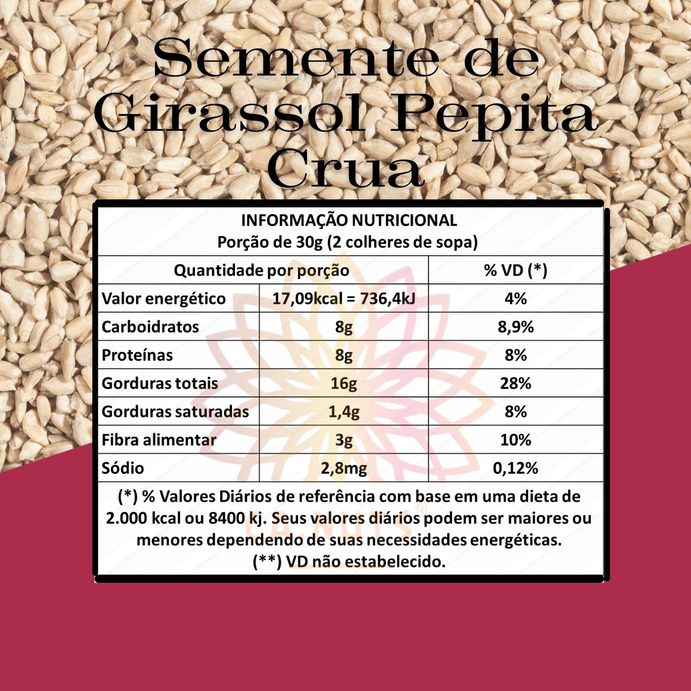 Semente de Girassol Pepita Crua Ca.Nuts Premium | Marca Ca.Nuts