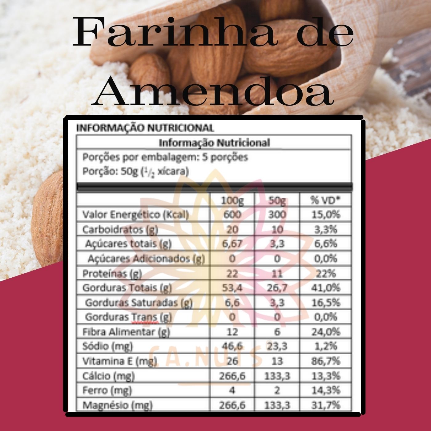 Farinha de amêndoa premium pura