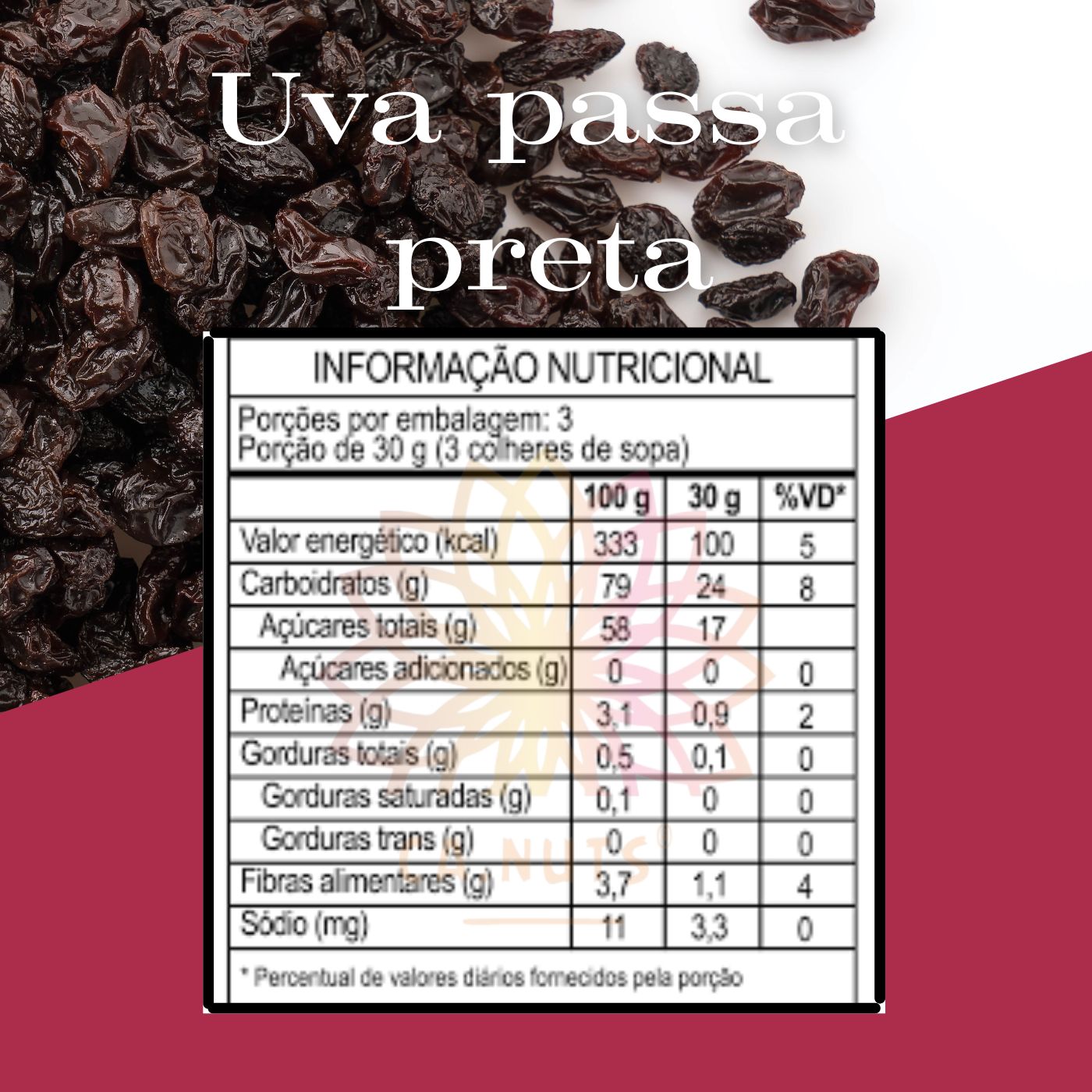 Uva passa preta sem semente premium