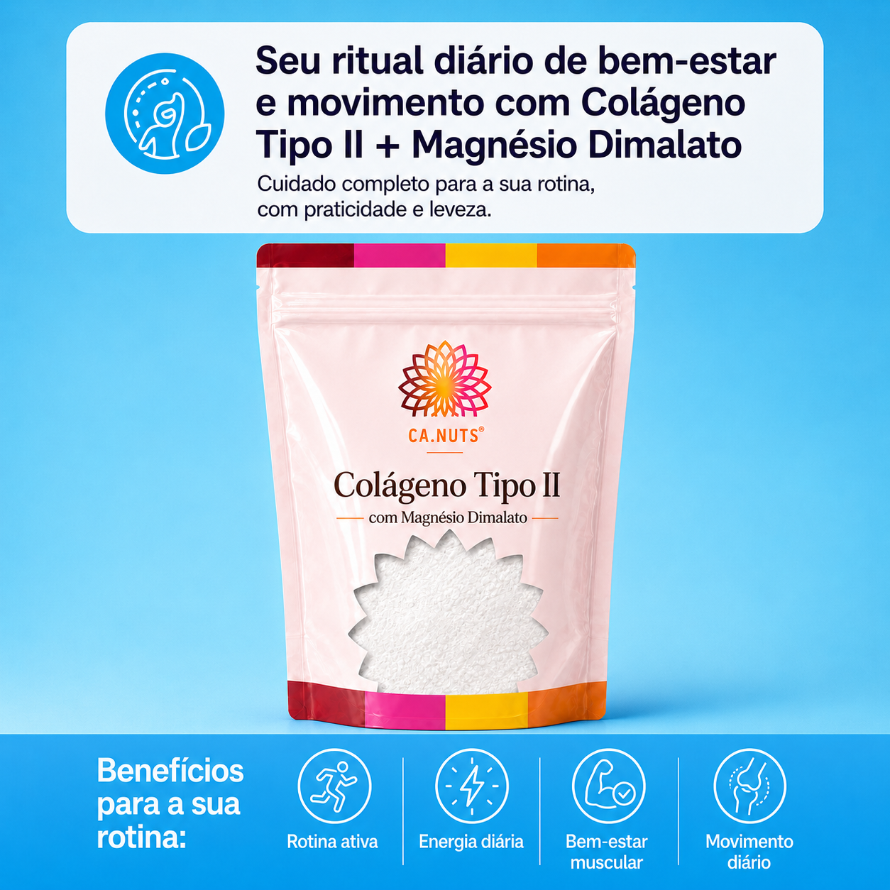 Colágeno Tipo II + Magnésio Dimalato em Pó Ca.nuts