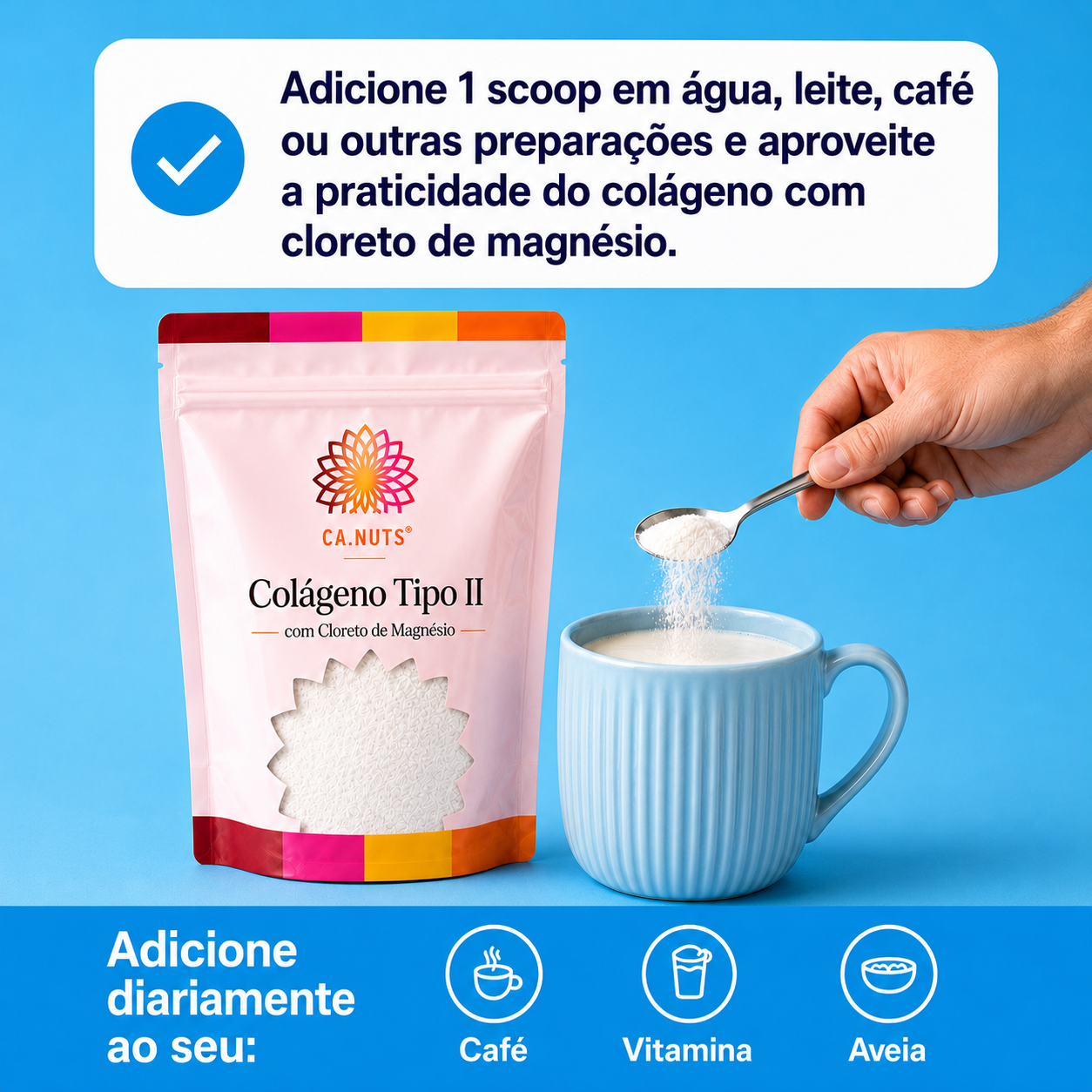 Colágeno Tipo II + Cloreto de Magnésio em Pó Ca.nuts