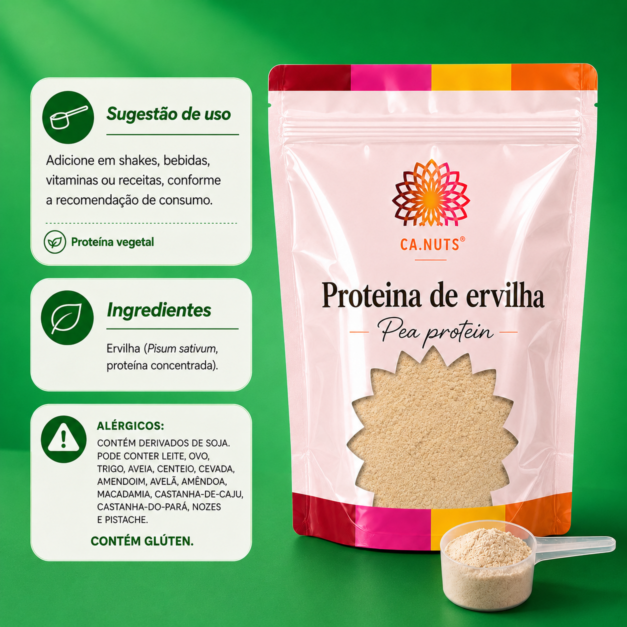 Proteina de Ervilha Concetrada (Pea Protein) em pó Ca.nuts