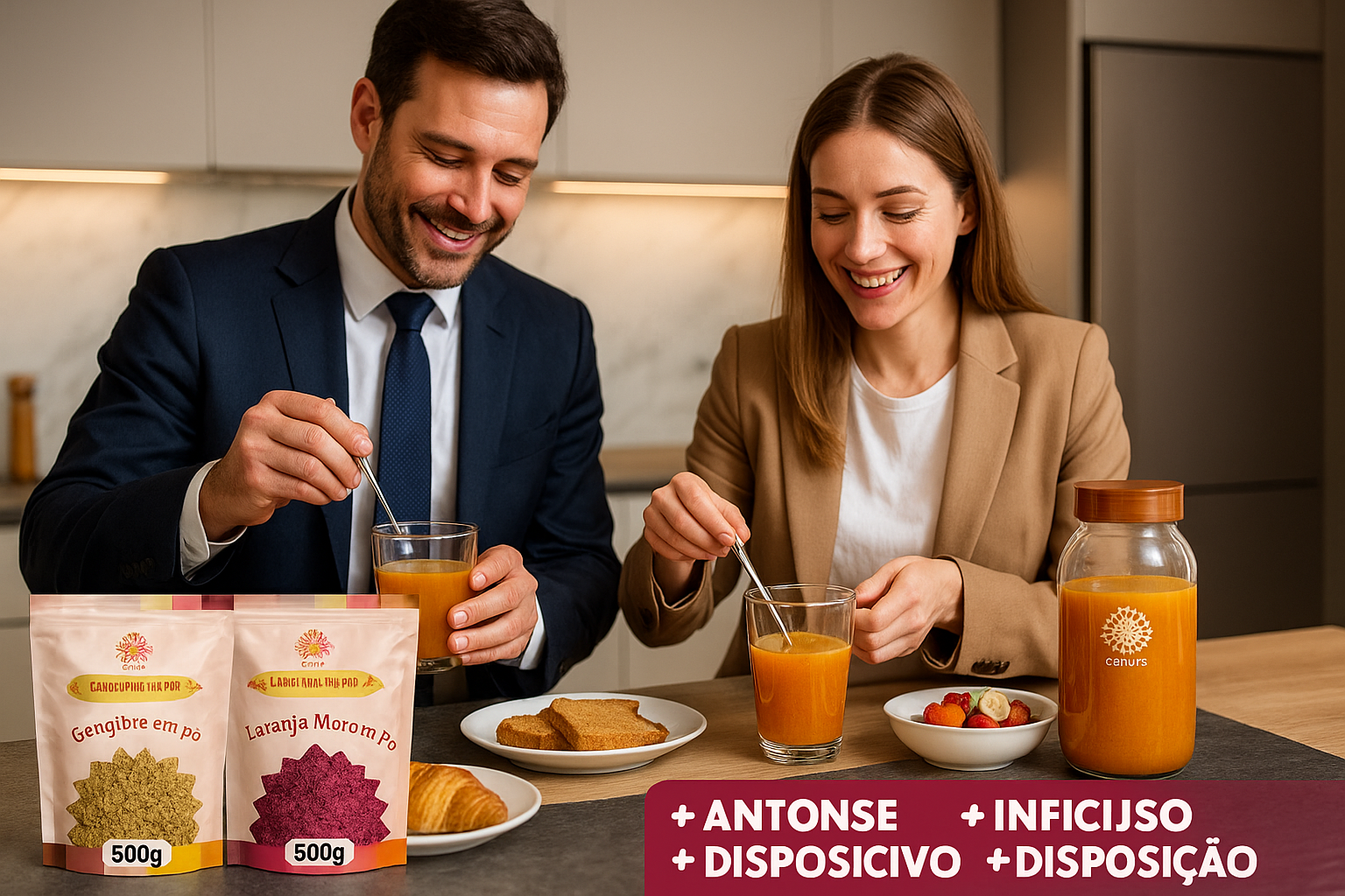 Shot Matinal em Pó – Cúrcuma, Gengibre e Laranja Moro em pó | Aumenta Imunidade, Detox Diário e Termogênico Natural | Kit Ca.nuts