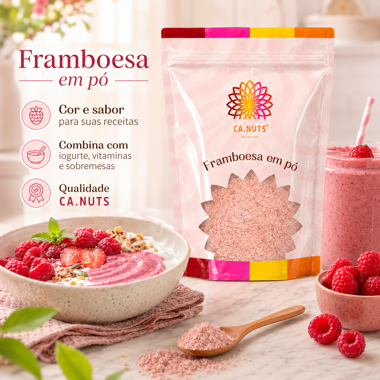 Framboesa em Pó – Produto Natural Ca.nuts