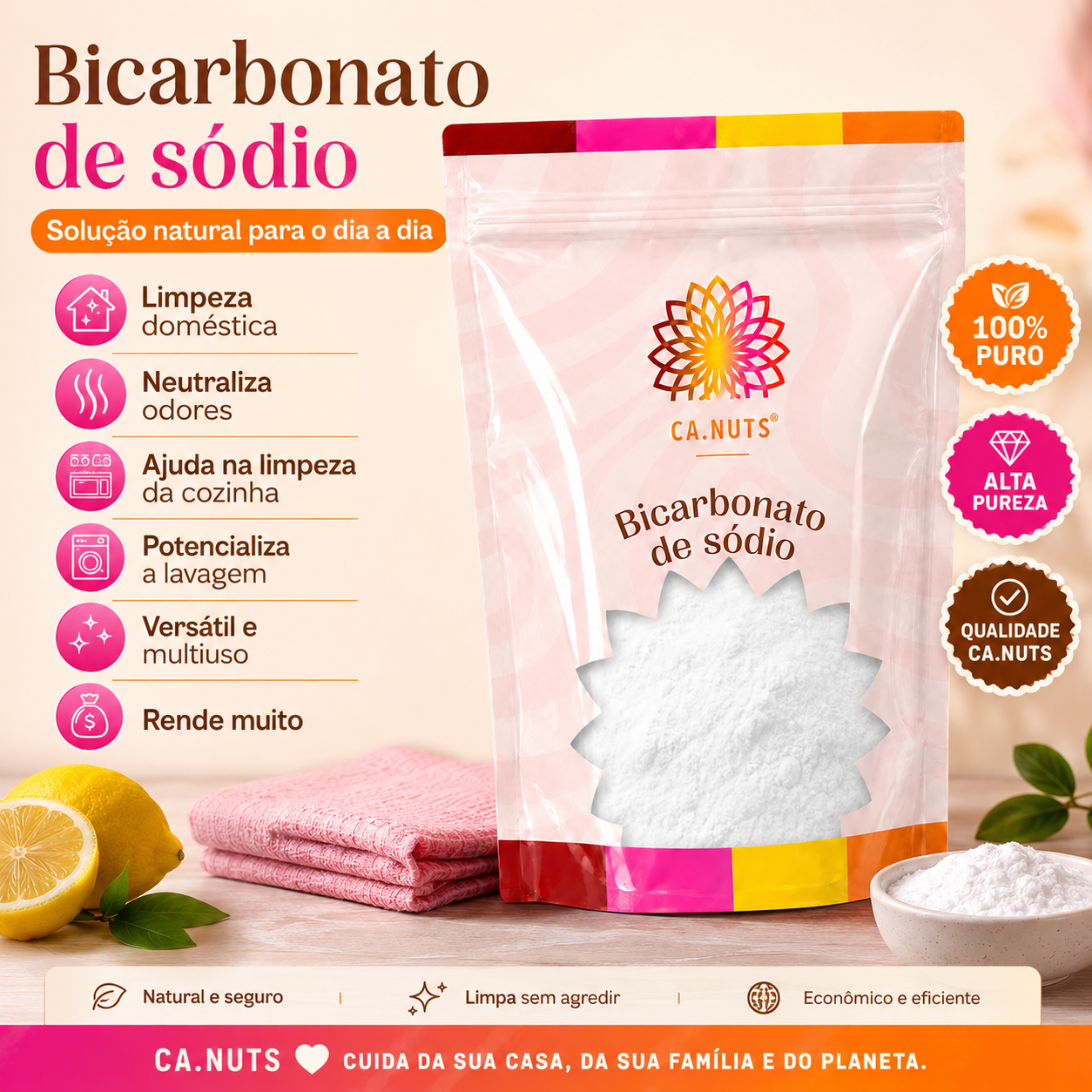 Bicarbonato de Sódio em Pó Solúvel Ca.Nuts