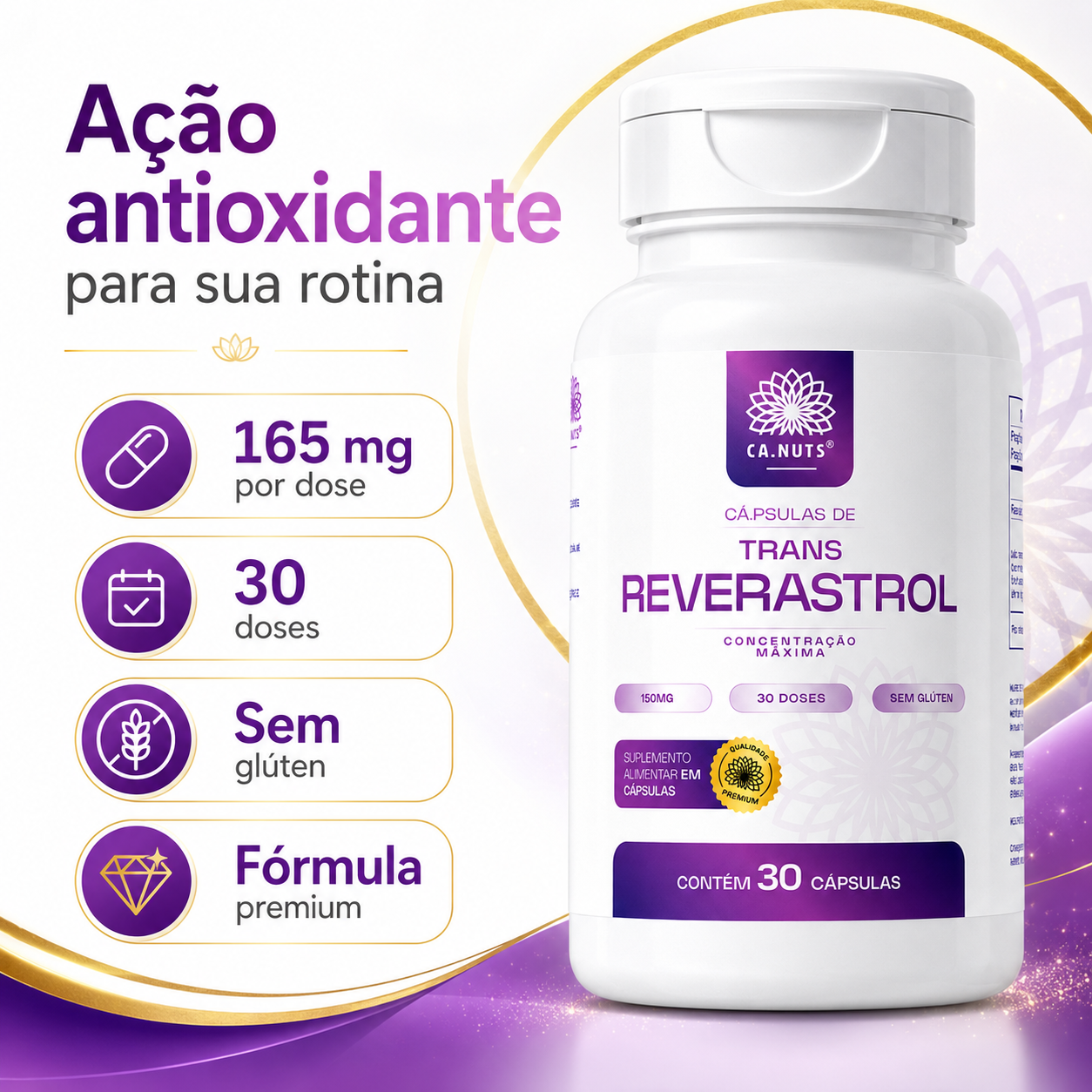 Resveratrol Trans 165mg Puro Antioxidante Ca.nuts