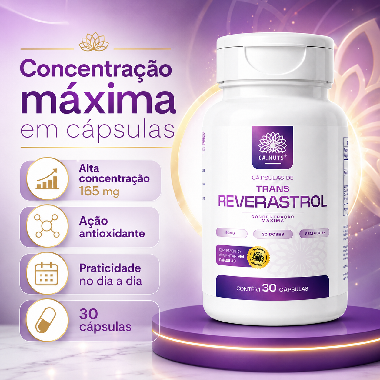 Resveratrol Trans 165mg Puro Antioxidante Ca.nuts