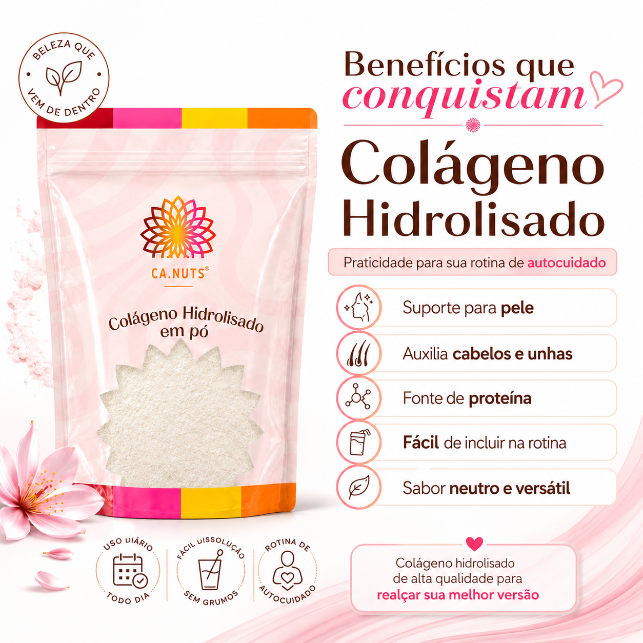 Colágeno Hidrolisado Sabor Morango Ca.Nuts