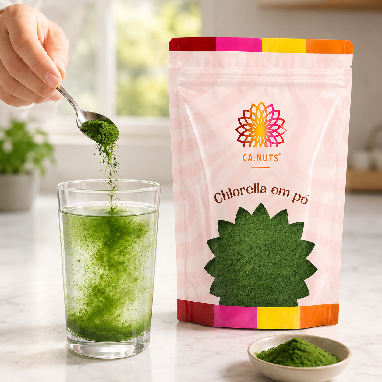 Chlorella em pó puro Premium Ca.Nuts
