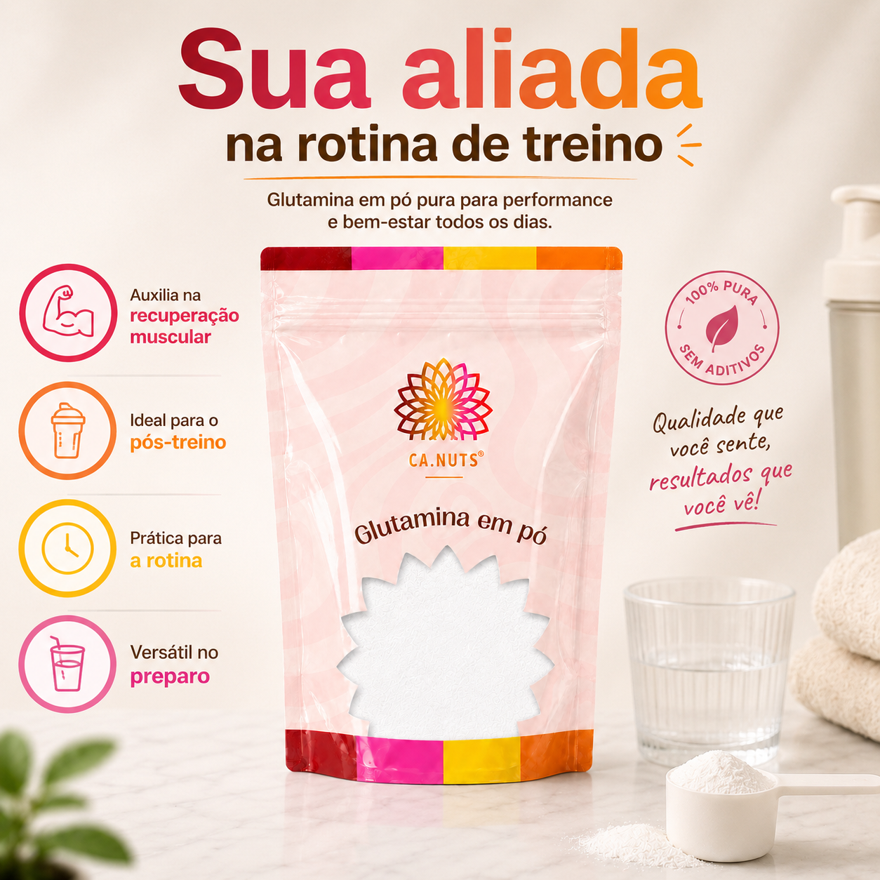 Glutamina em pó Ca.Nuts | Linha especial