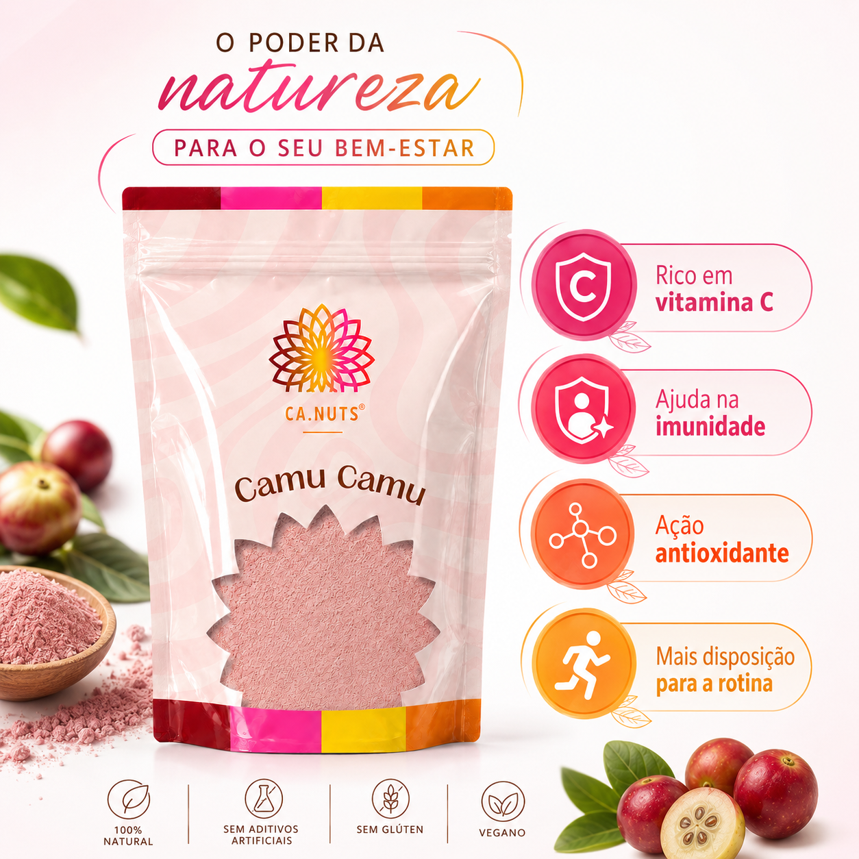 Camu camu extrato em Pó Vitamina C Antioxidante Concentrado Ca.nuts