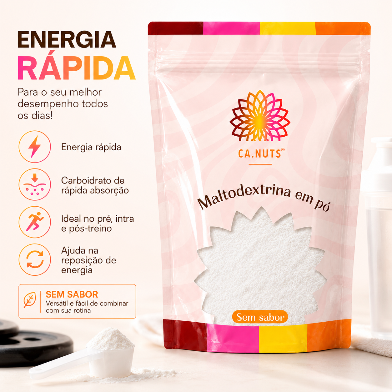 Maltodextrina sem Sabor em Pó Premium Ca.Nuts | Energia suplementar Ca.Nuts