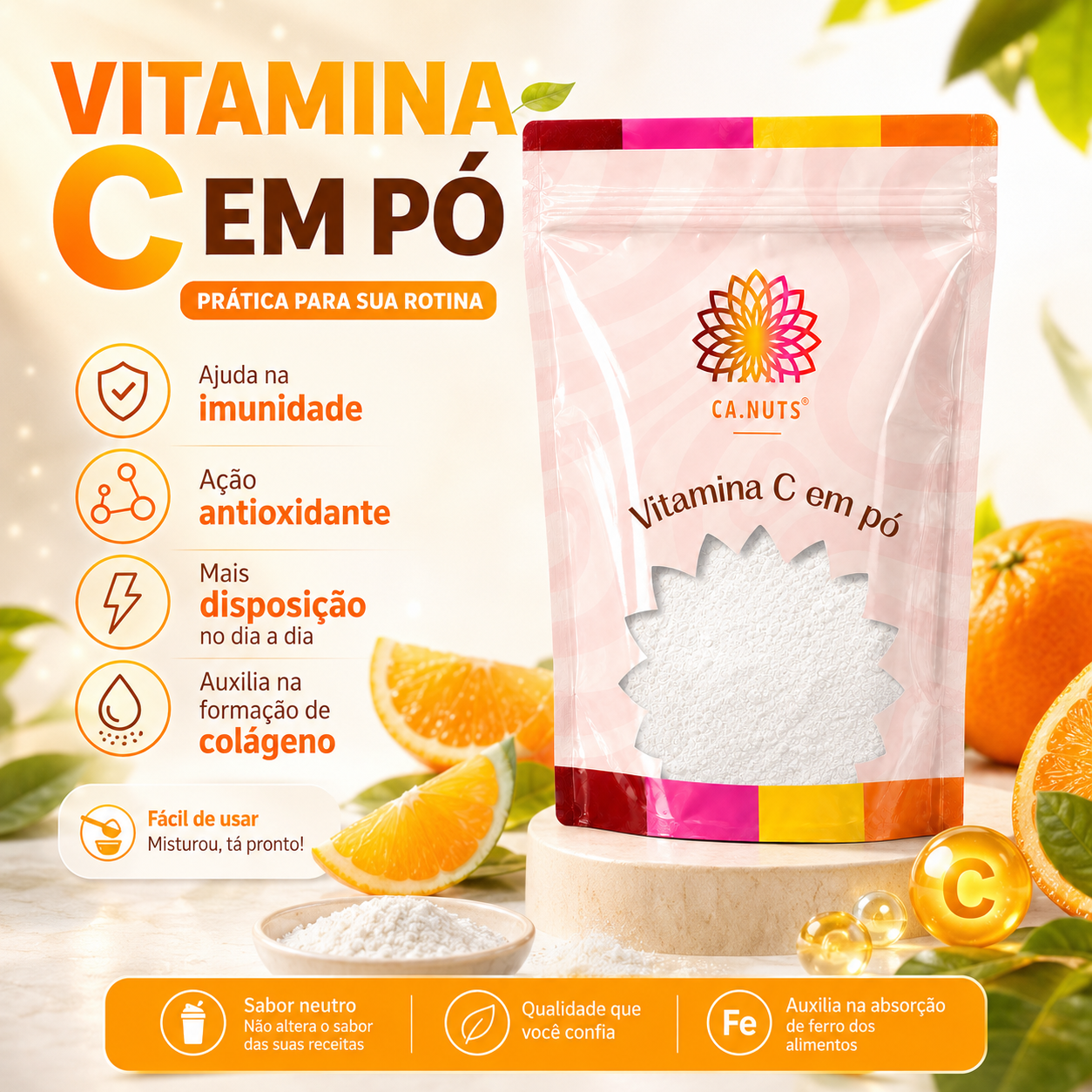 Vitamina C em pó Premium Ca.nuts
