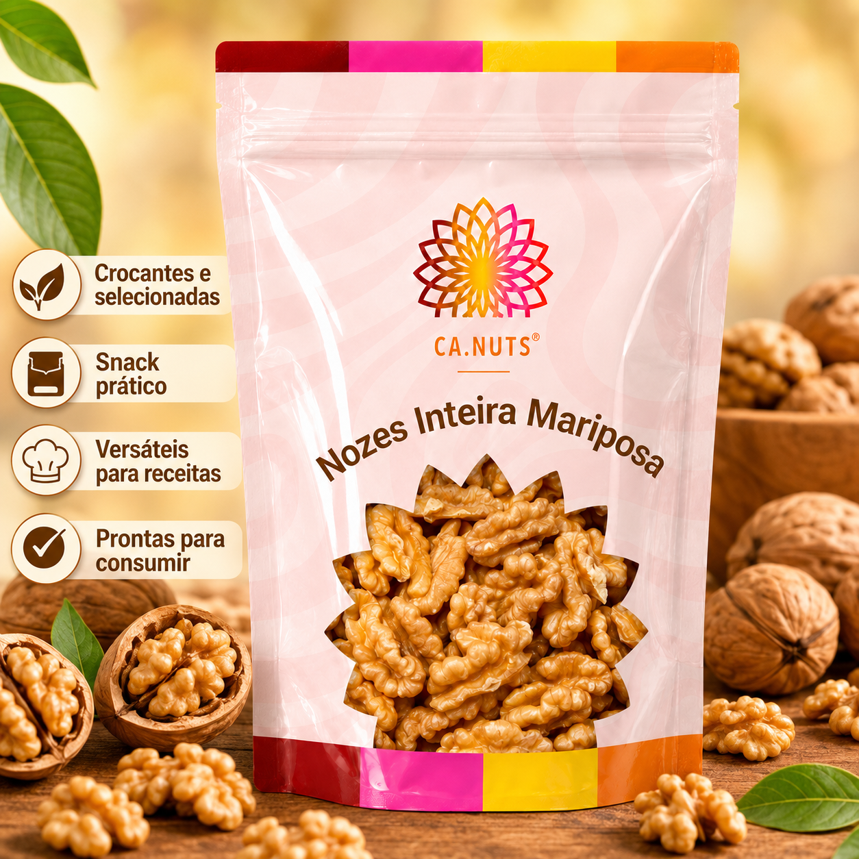 Nozes inteira mariposa sem casca extra light | Premium Ca.Nuts