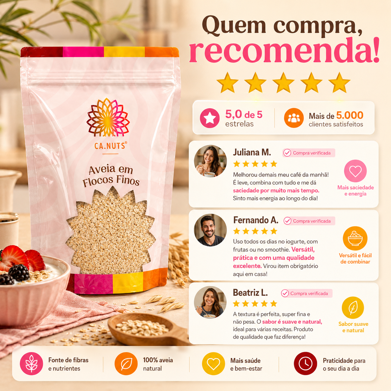 Aveia em flocos finos Premium Ca.Nuts