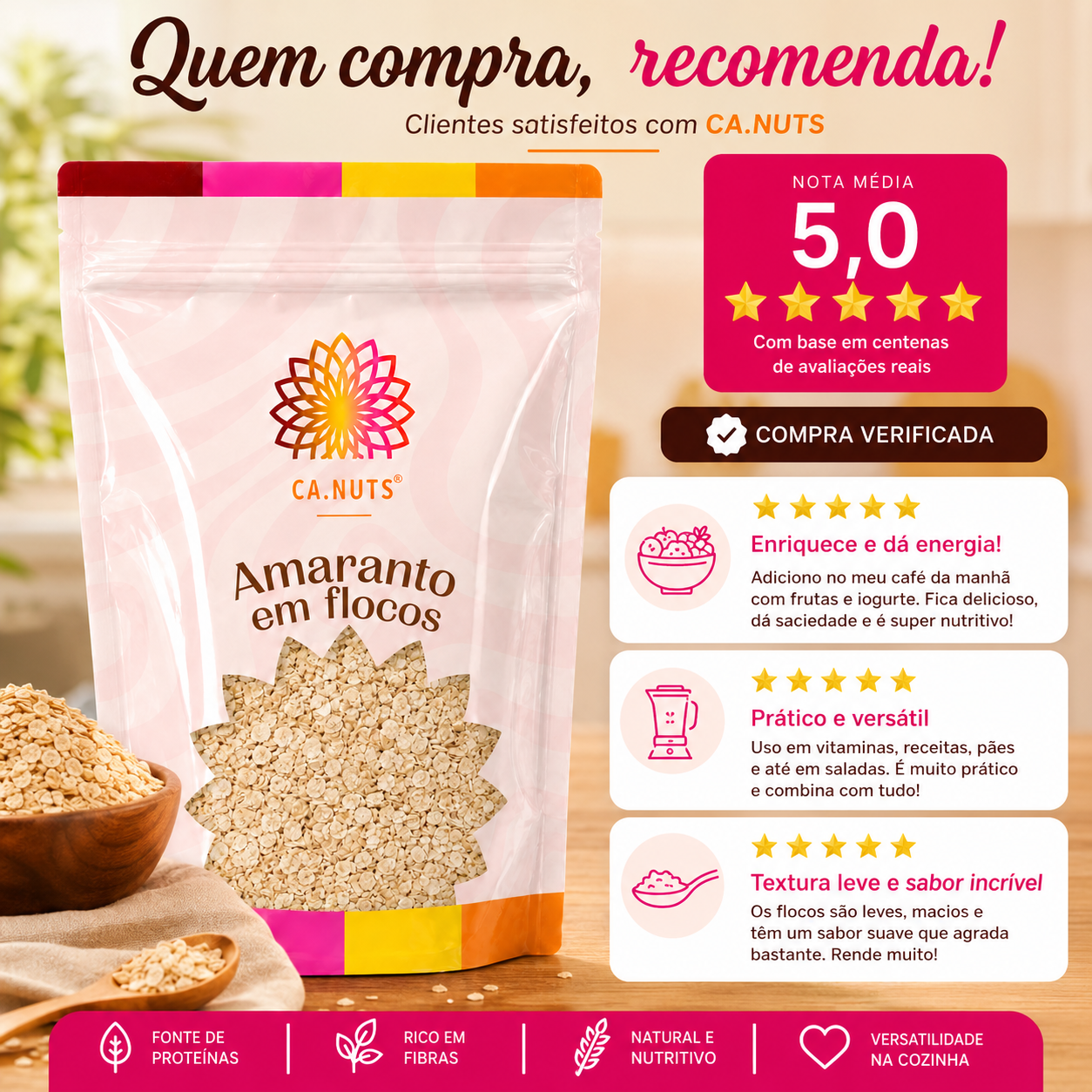 Amaranto em Flocos Natural Premium Ca.Nuts