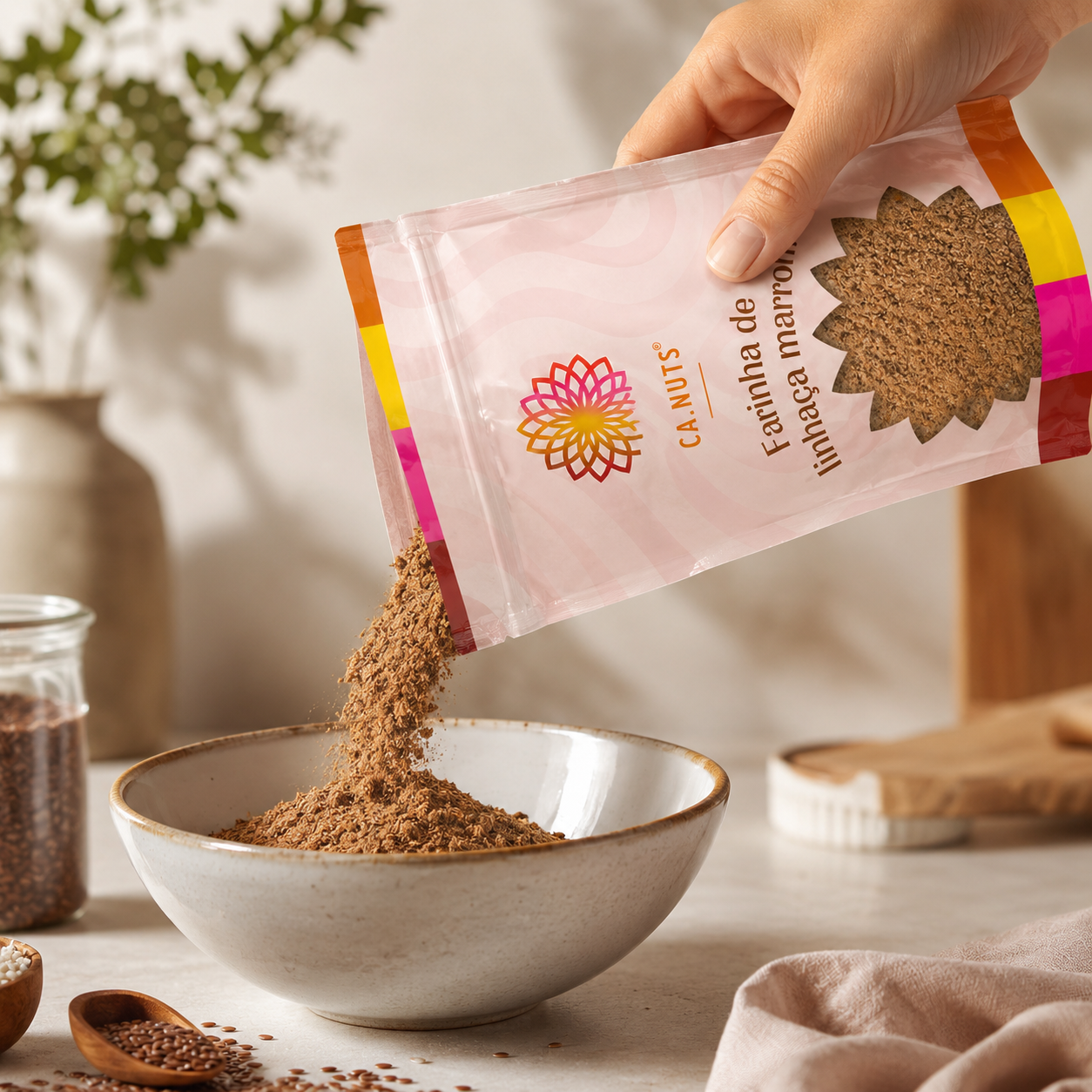 Farinha de linhaça marrom premium