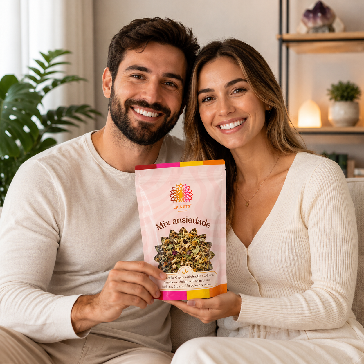 Mix Ansiedade Premium Ca.Nuts | Folhas - Camomila, Capim cidreira, Erva Cidreira, Passiflora, Mulungu, Capim limão, Melissa, Erva de São João e Alecim.