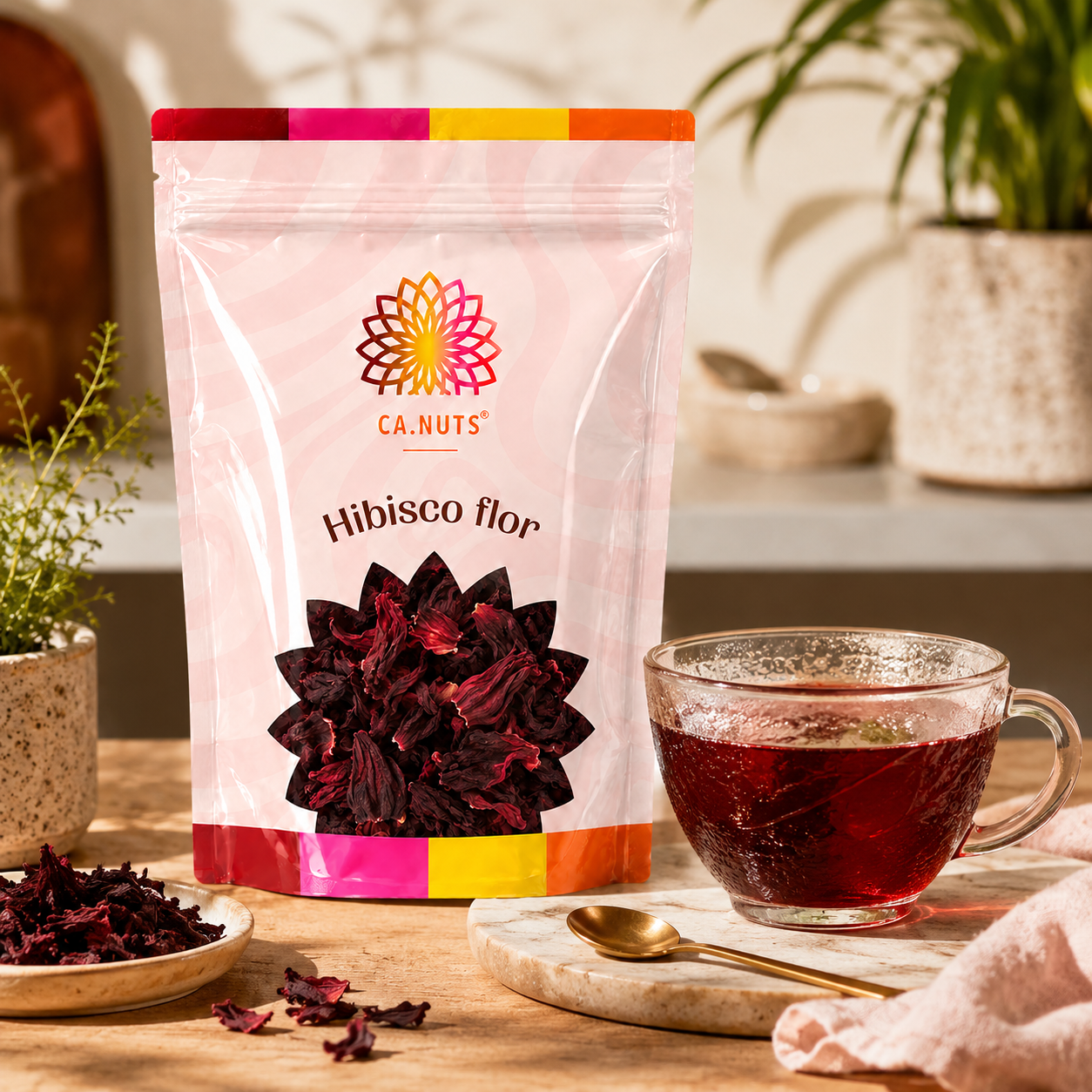 Hibisco Flor Desidratada Chá Ca.Nuts | Linha de Chás Ca.Nuts | Marca Ca.Nuts
