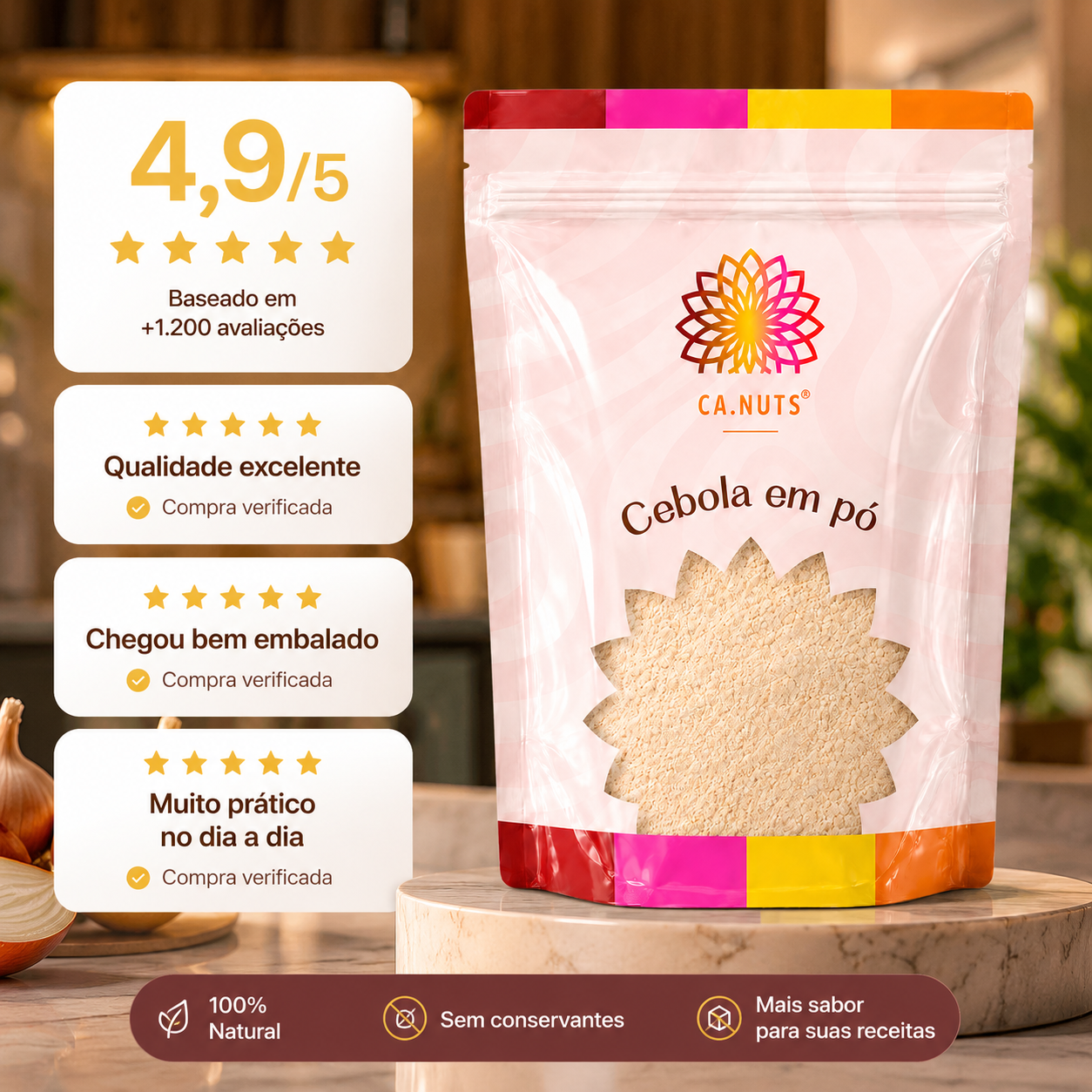 Cebola em Pó Premium Ca.Nuts | Linha de Especiárias Premium