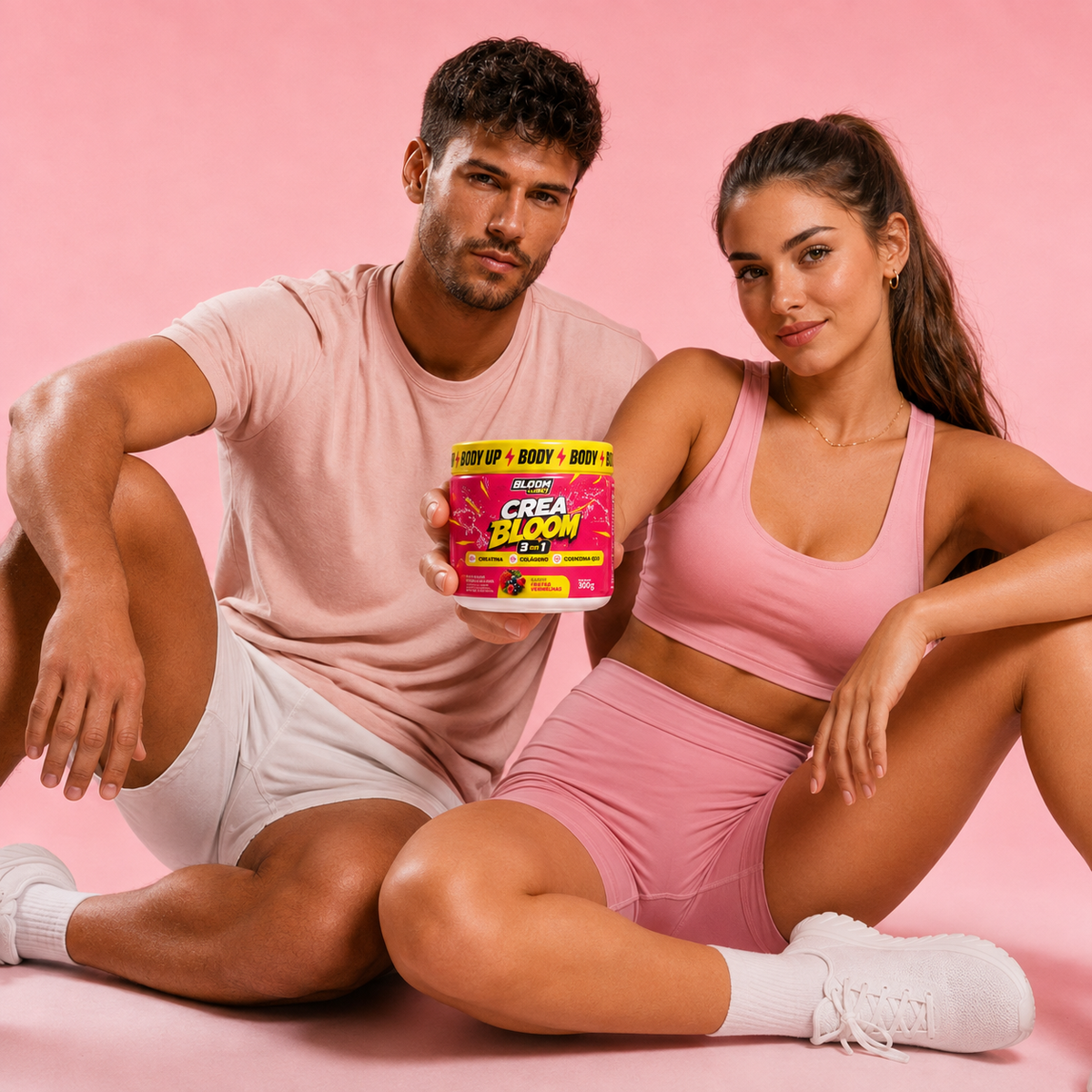 CreaBloom Creatina em Pó 3 em 1 - Creatina, Colágeno e Coenzima Q10