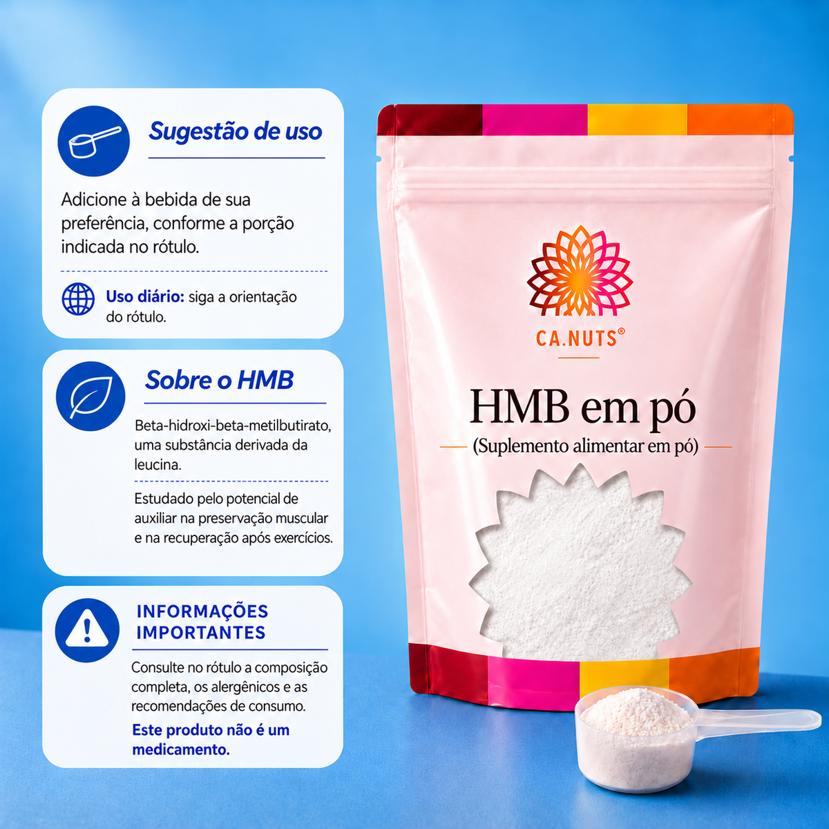 HMB em Pó CA.NUTS – Suplemento para Massa Muscular e Recuperação