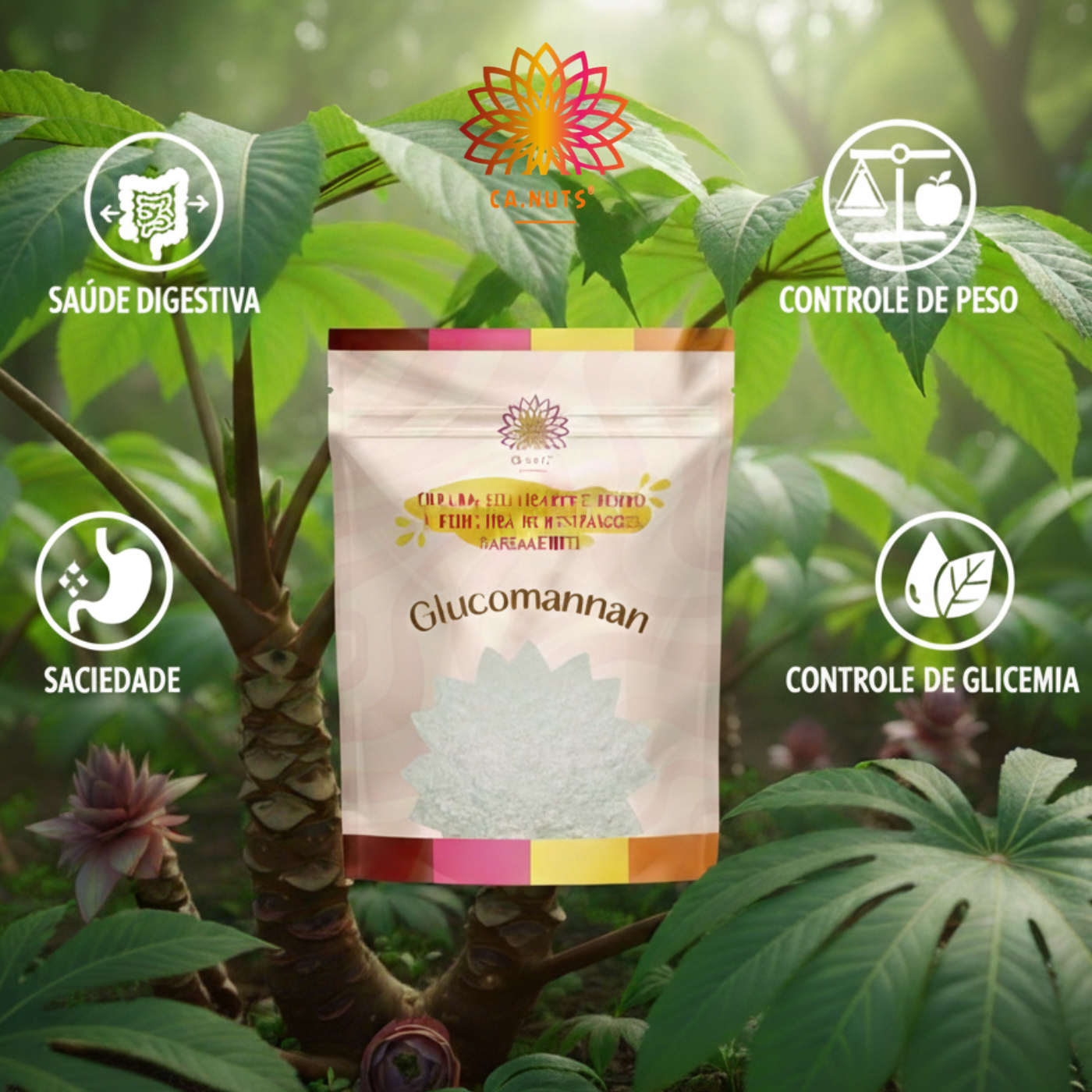 Glucomannan em pó puro e natural konjac (Glucomanano) Ca.Nuts