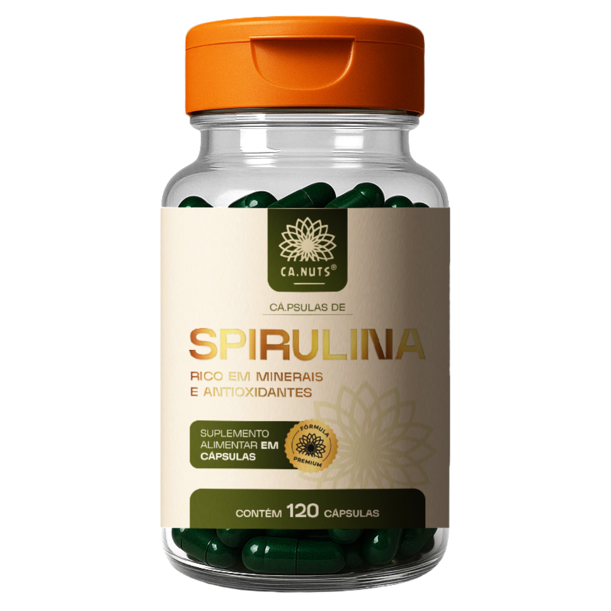 Spirulina em Cápsulas Ca.Nuts - 120 Cápsulas 1800mg