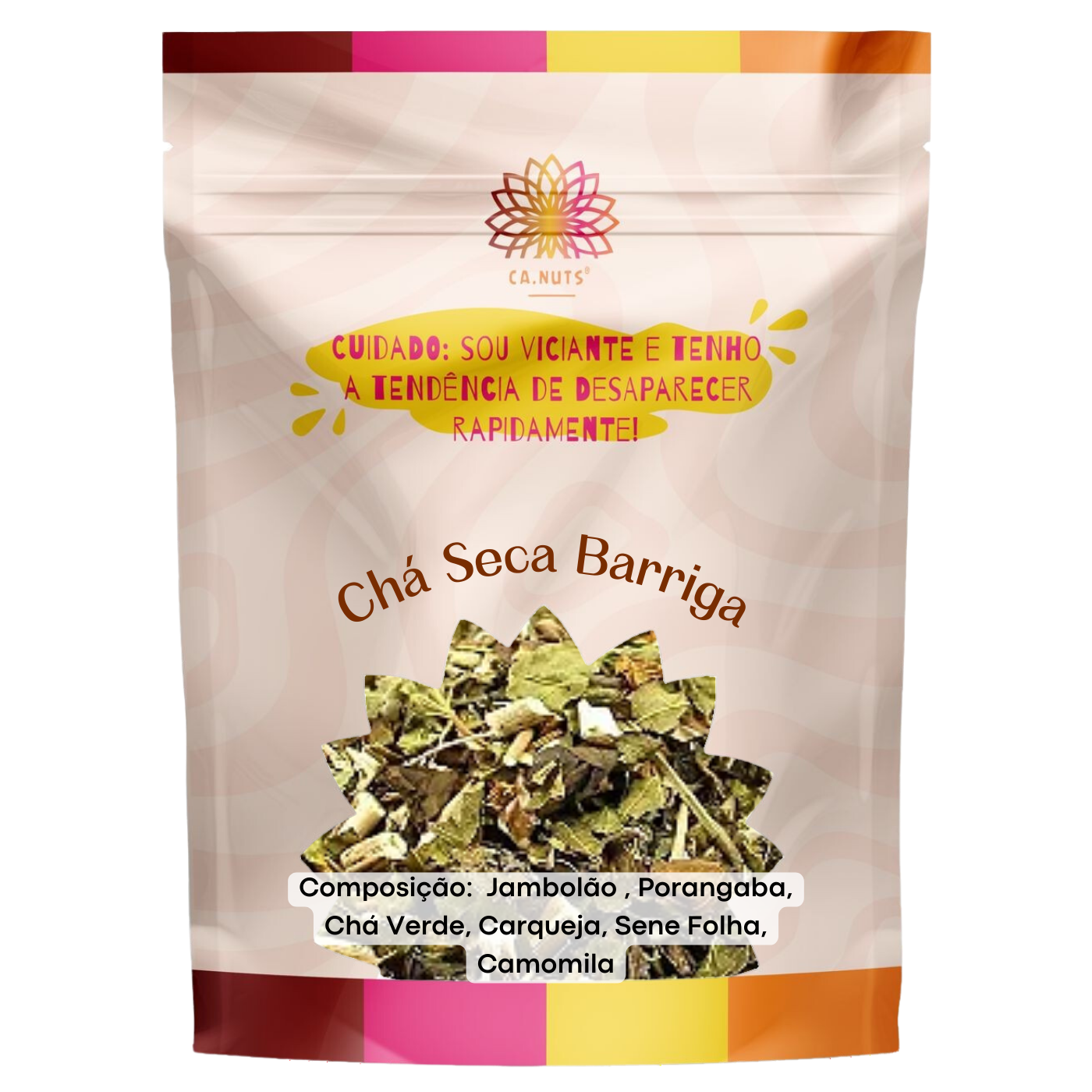 Chá Seca Barriga em Pó Premium Ca.Nuts | Jambolão, Porangaba, Chá verde, Cerqueja, Sene e Camomila