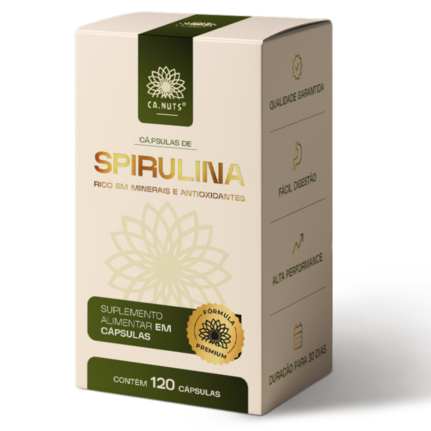 Spirulina em Cápsulas Ca.Nuts - 120 Cápsulas 1800mg