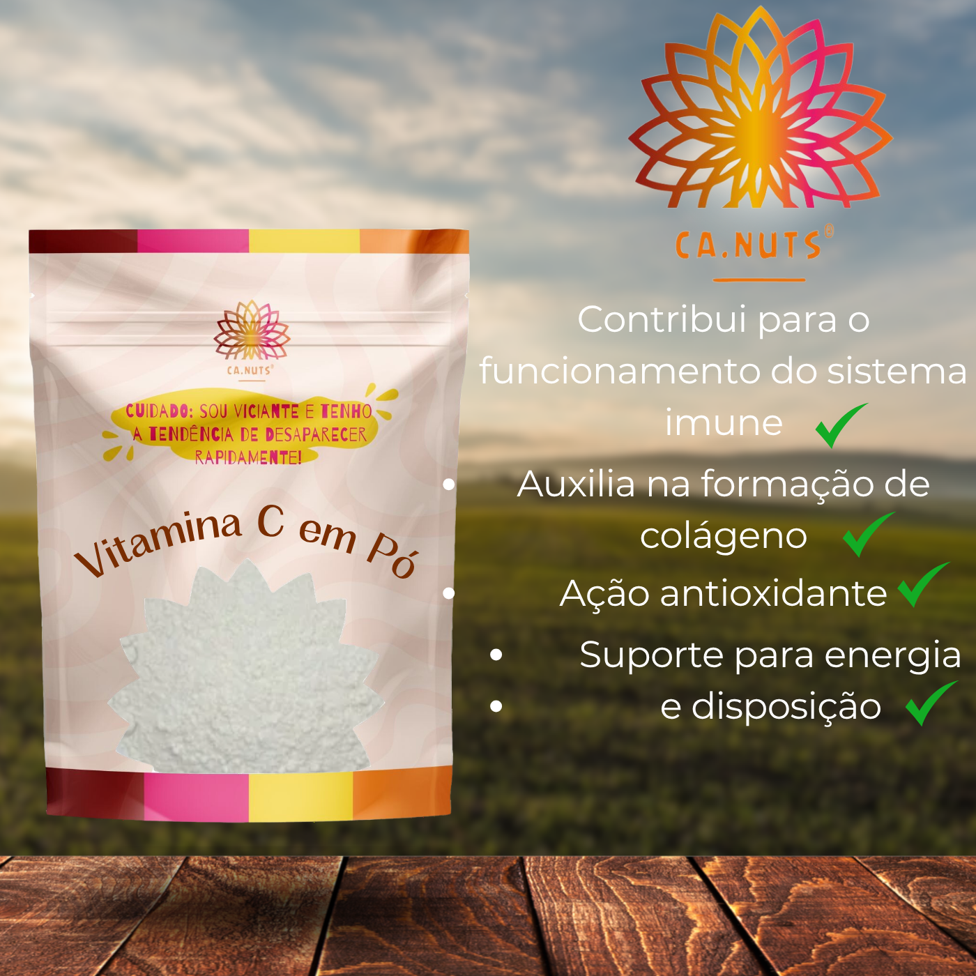 Vitamina C em pó 250g Premium Ca.nuts